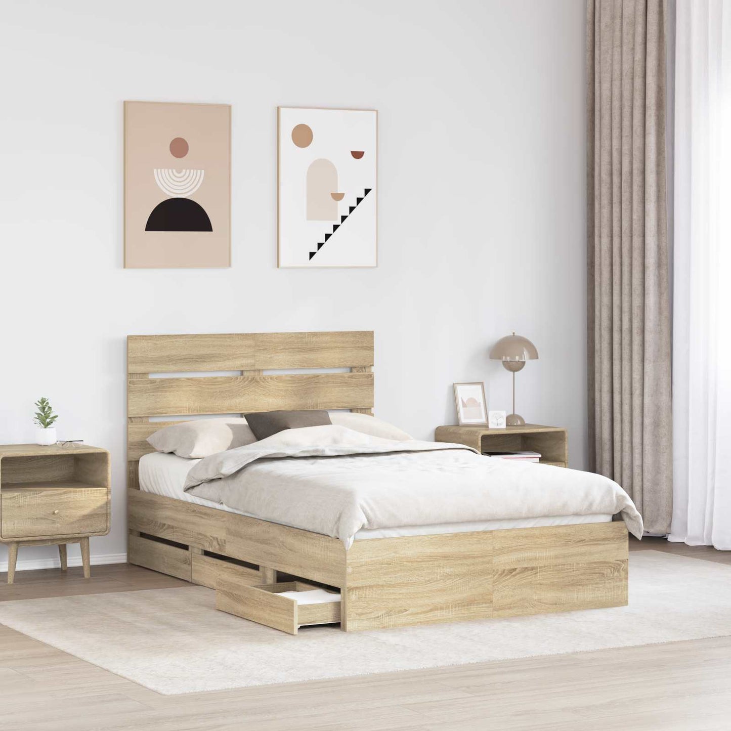 vidaXL Σκελετός Κρεβατιού Δρύς Sonoma 120 x 200 cm Μηχανήματος Ξύλο