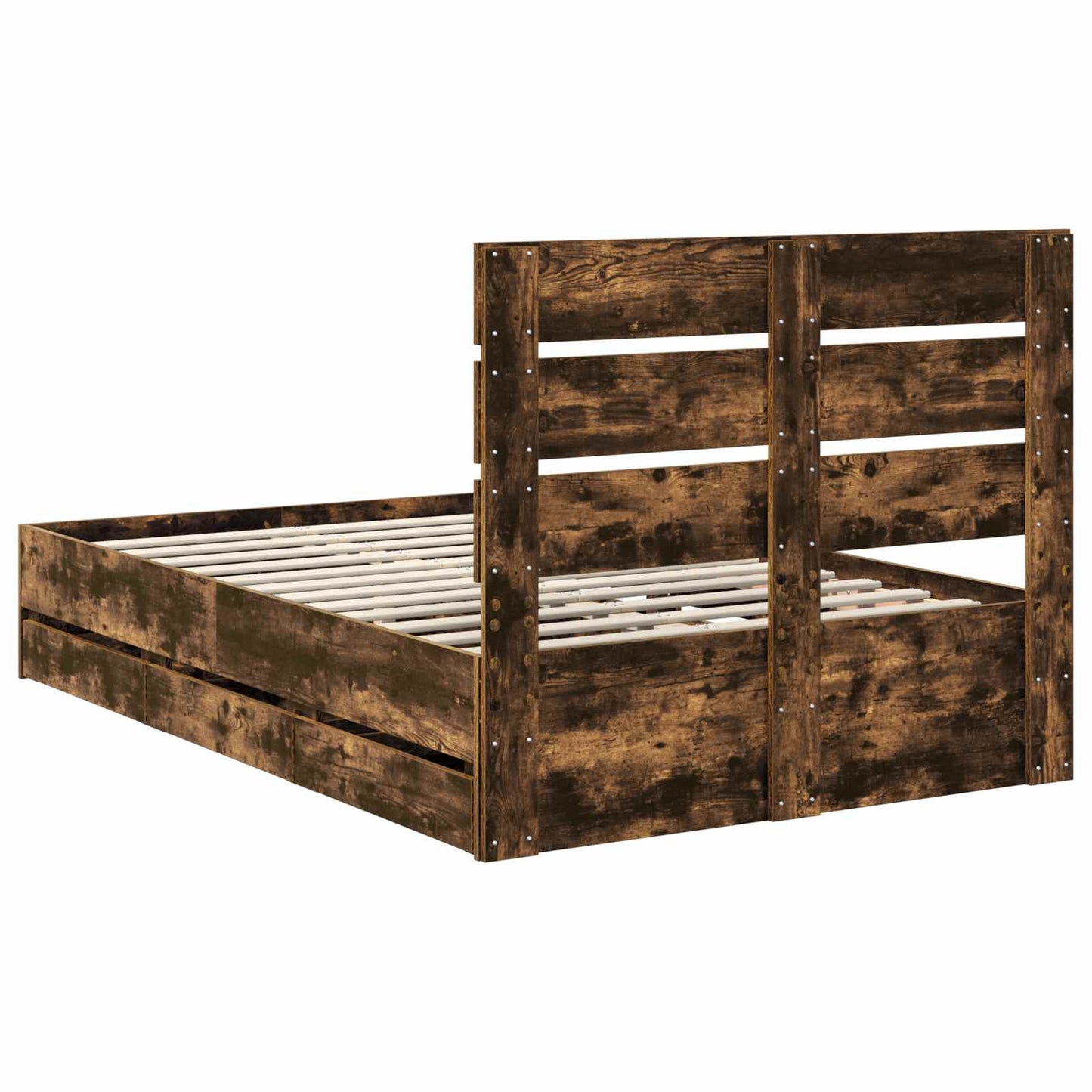 vidaXL Σκελετός Κρεβατιού Καπνιστό Δρύς 120 x 190 cm Μηχανήματος Ξύλο