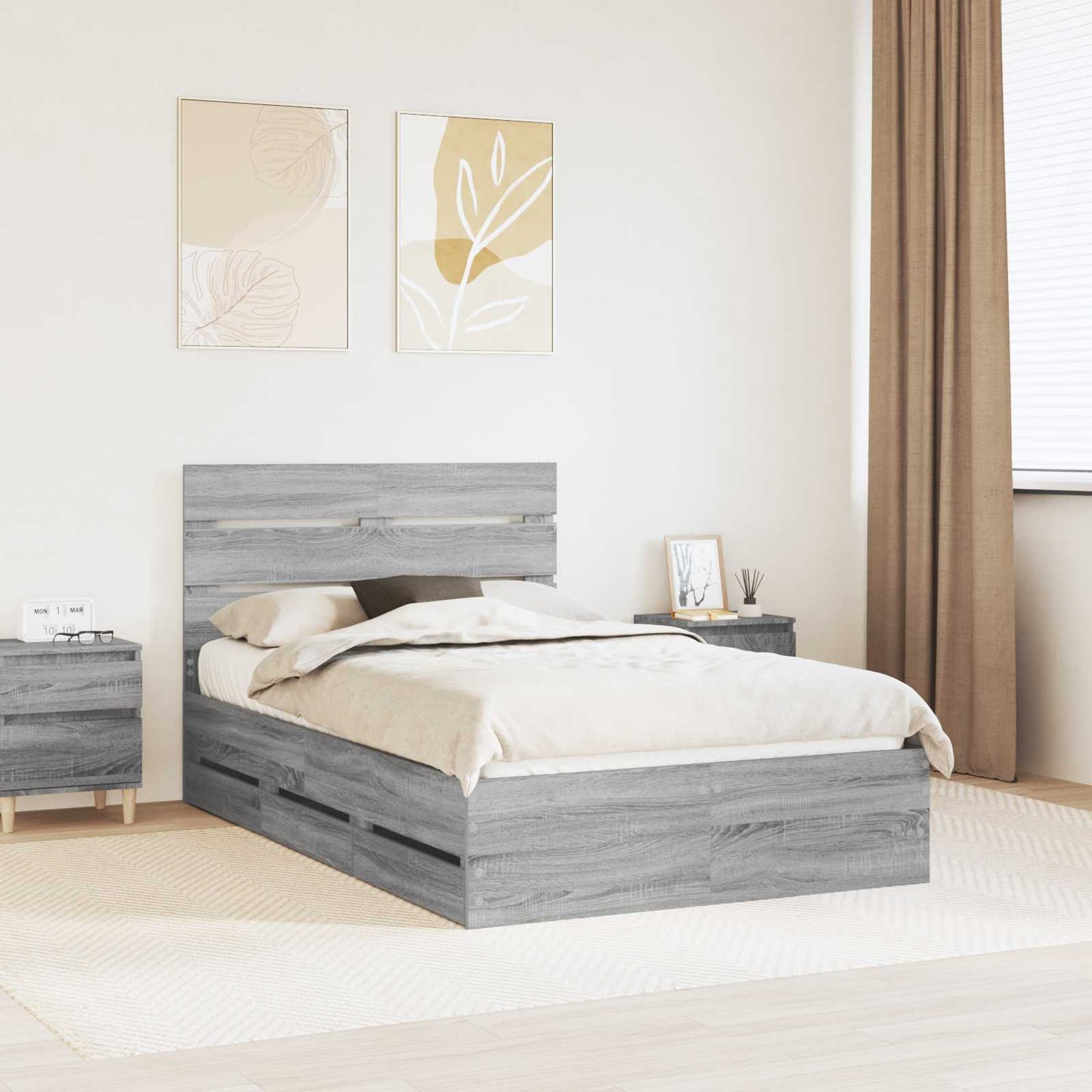 vidaXL Σκελετός Κρεβατιού Γκρίζο Σονομα 120 x 190 cm Μηχανήματος Ξύλο