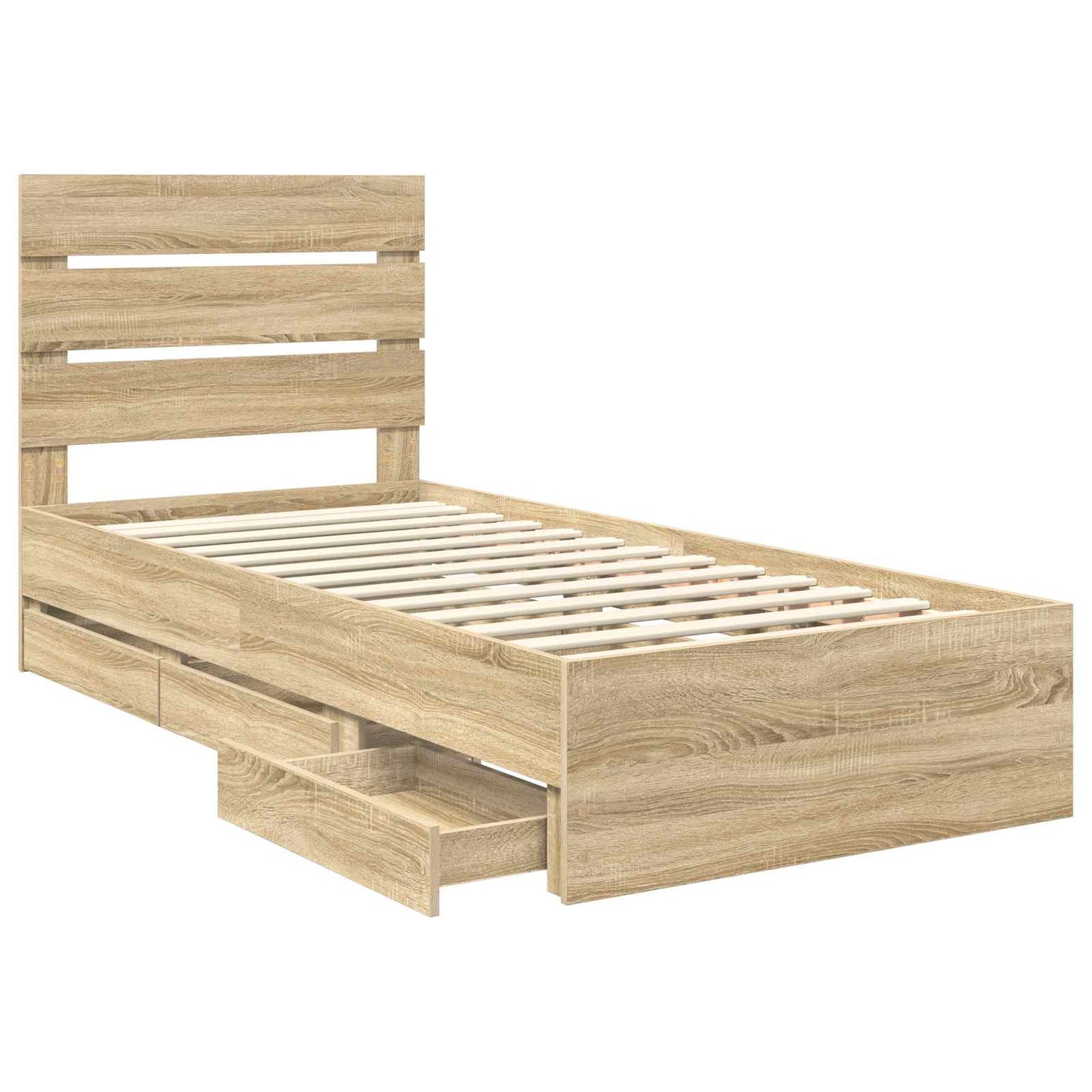 vidaXL Σκελετός Κρεβατιού Δρύς Sonoma 100 x 200 cm Μηχανήματος Ξύλο