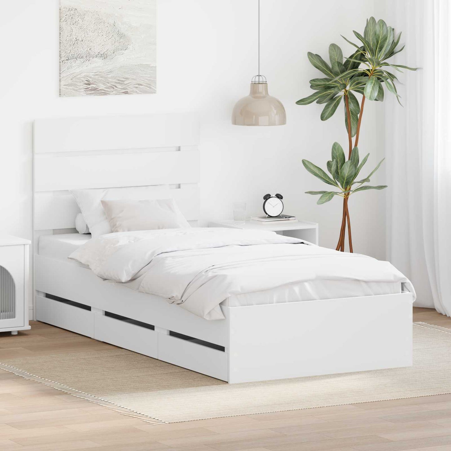 vidaXL Σκελετός Κρεβατιού Λευκό 90 x 200 cm Μηχανήματος Ξύλο