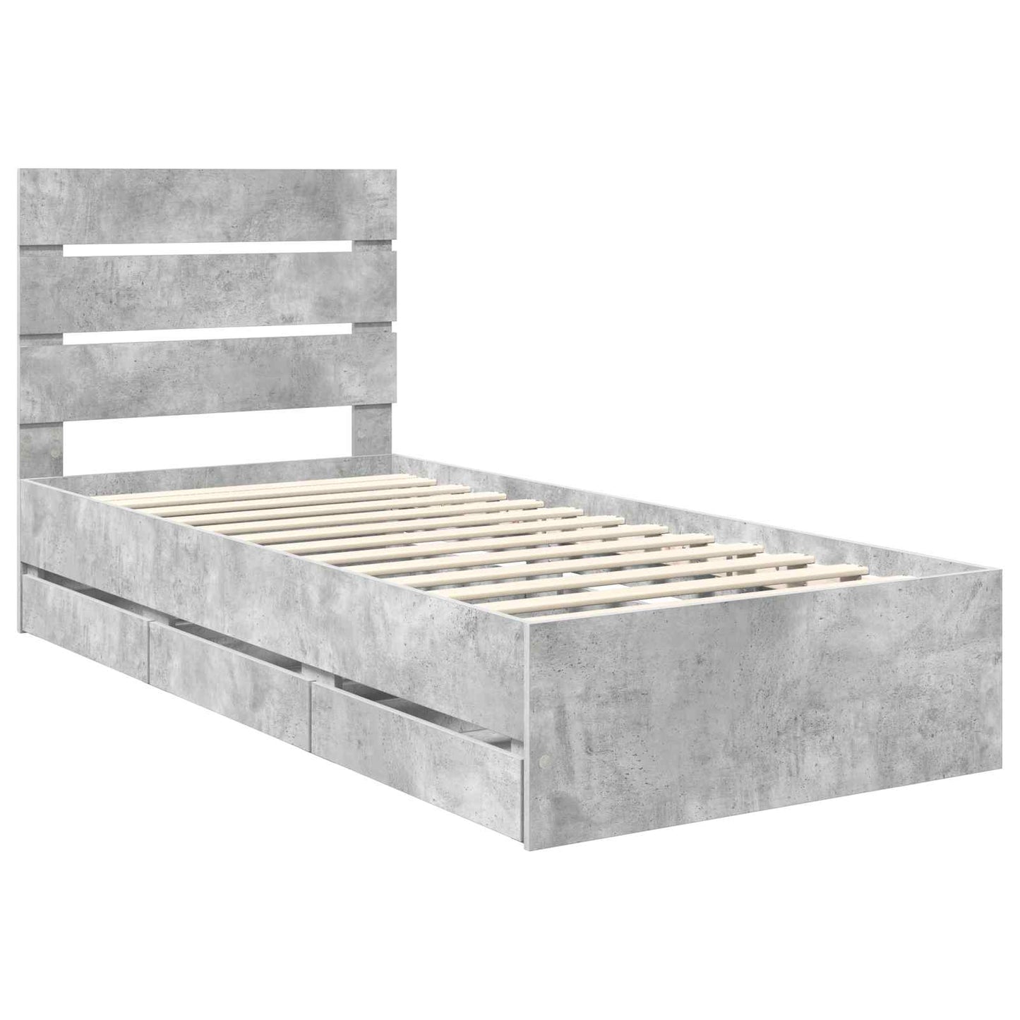 vidaXL Σκελετός Κρεβατιού Σκυρόδεμα Γκρι 90 x 200 cm Μηχανήματος Ξύλο