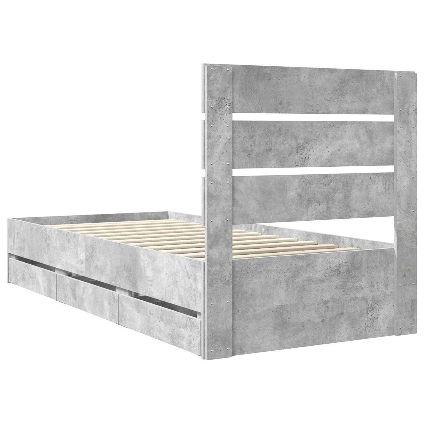 vidaXL Σκελετός Κρεβατιού Σκυρόδεμα Γκρι 90 x 190 cm Μηχανήματος Ξύλο