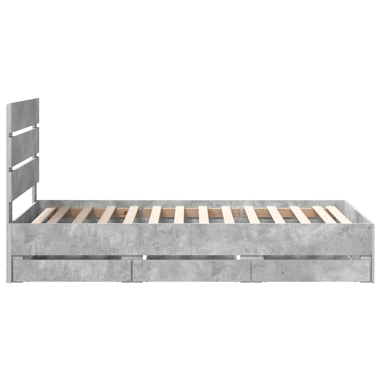 vidaXL Σκελετός Κρεβατιού Σκυρόδεμα Γκρι 90 x 190 cm Μηχανήματος Ξύλο