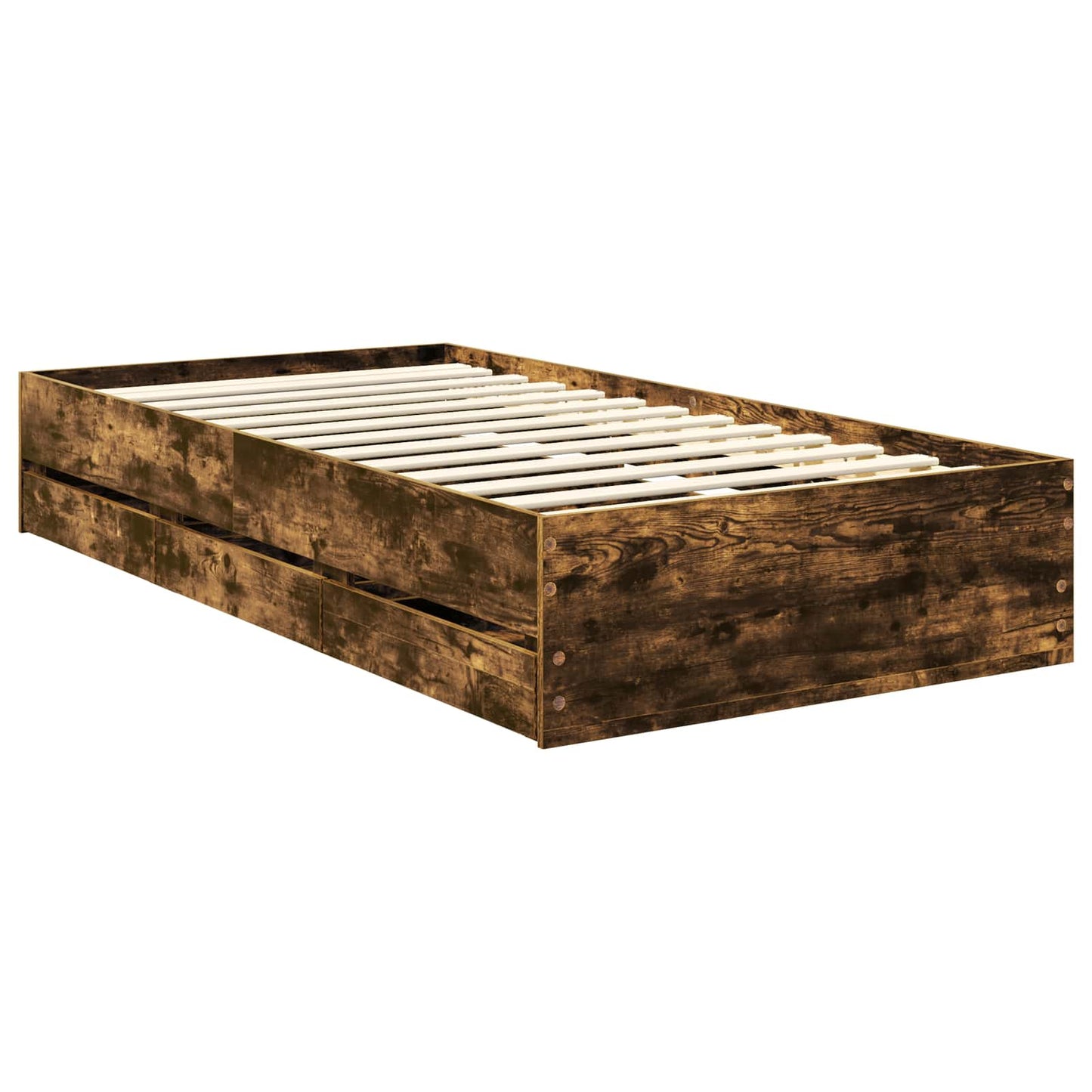 vidaXL Σκελετός Κρεβατιού Καπνιστό Δρύς 90 x 190 cm Μηχανήματος Ξύλο
