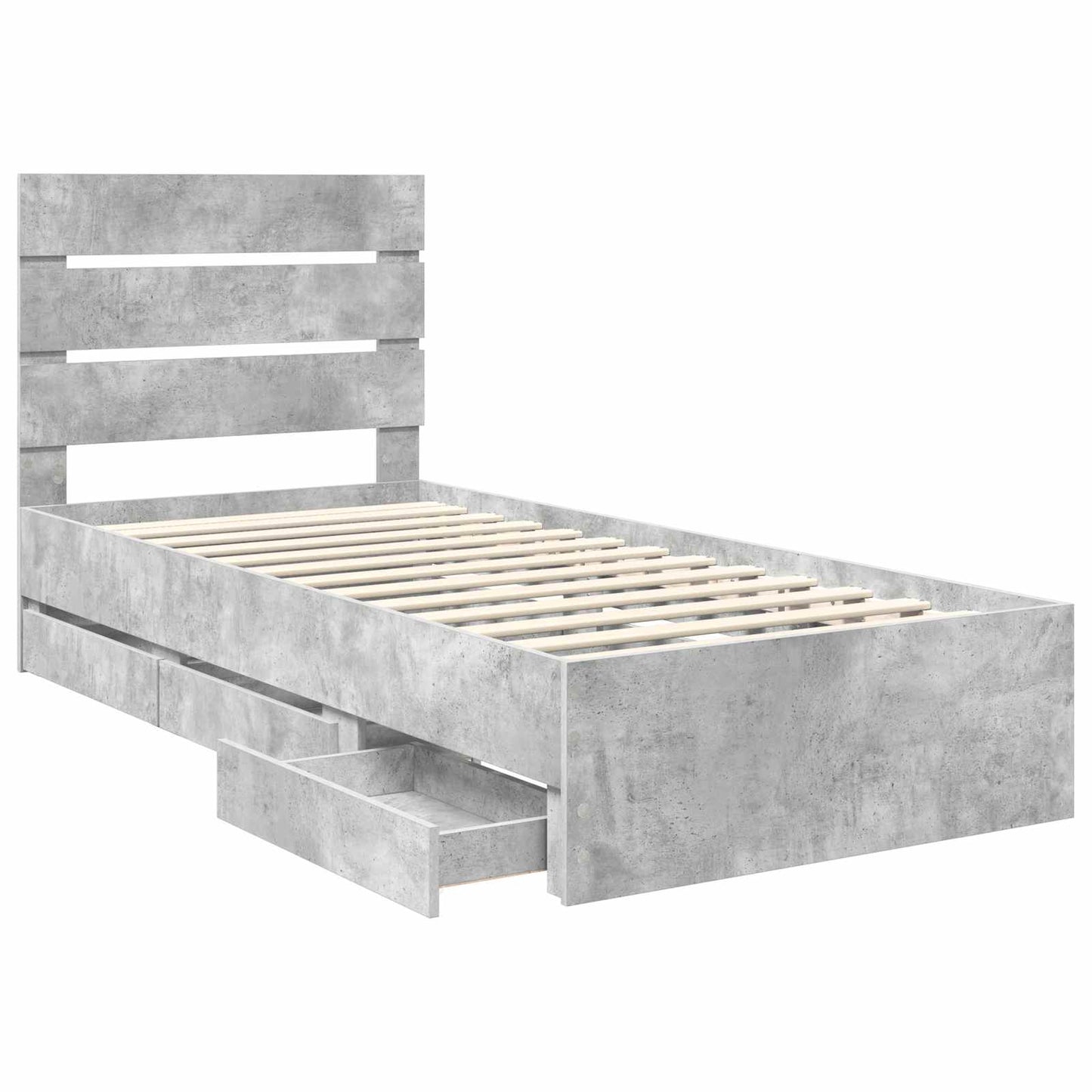 vidaXL Σκελετός Κρεβατιού Σκυρόδεμα Γκρι 75 x 190 cm Μηχανήματος Ξύλο