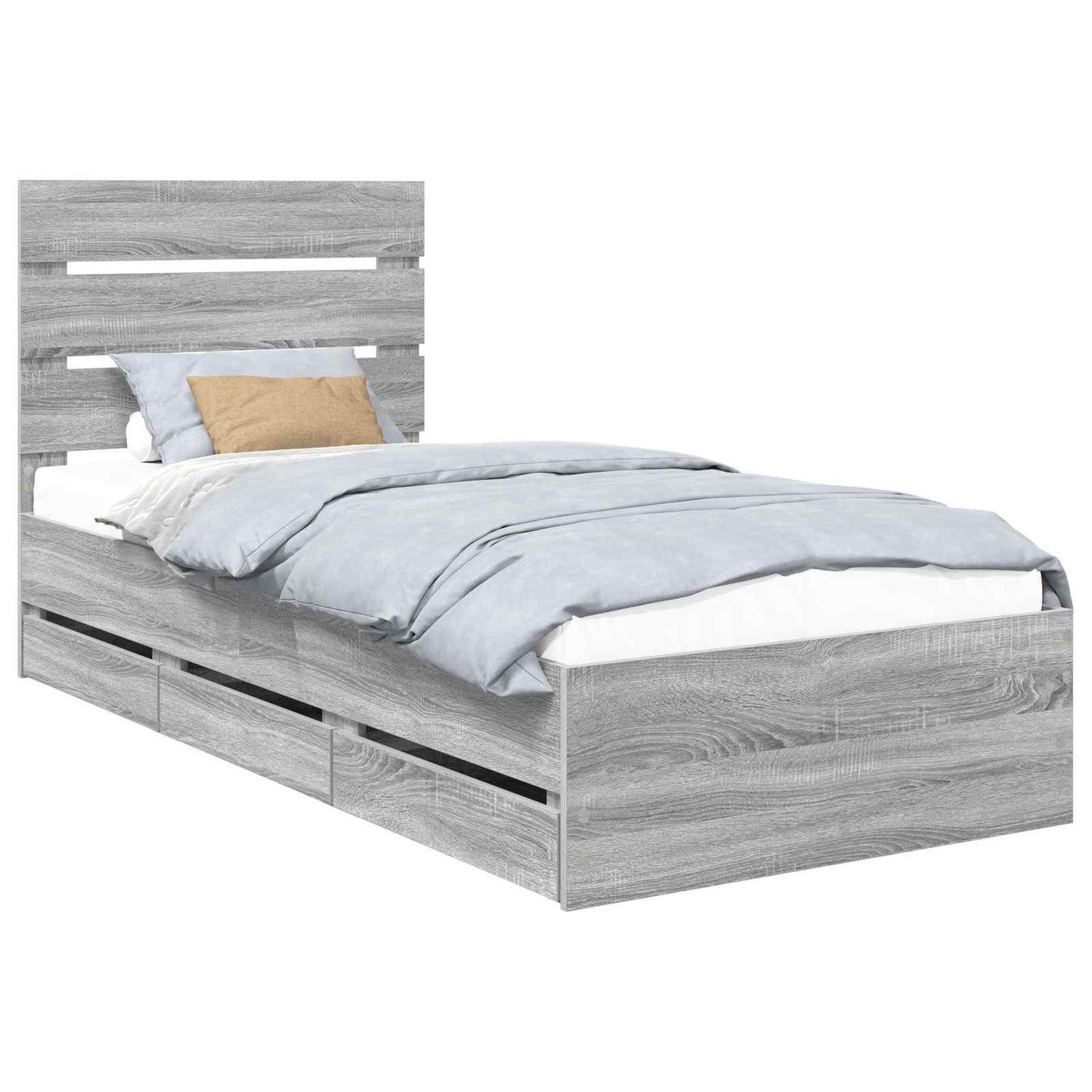 vidaXL Σκελετός Κρεβατιού Γκρίζο Σονομα 75 x 190 cm Μηχανήματος Ξύλο