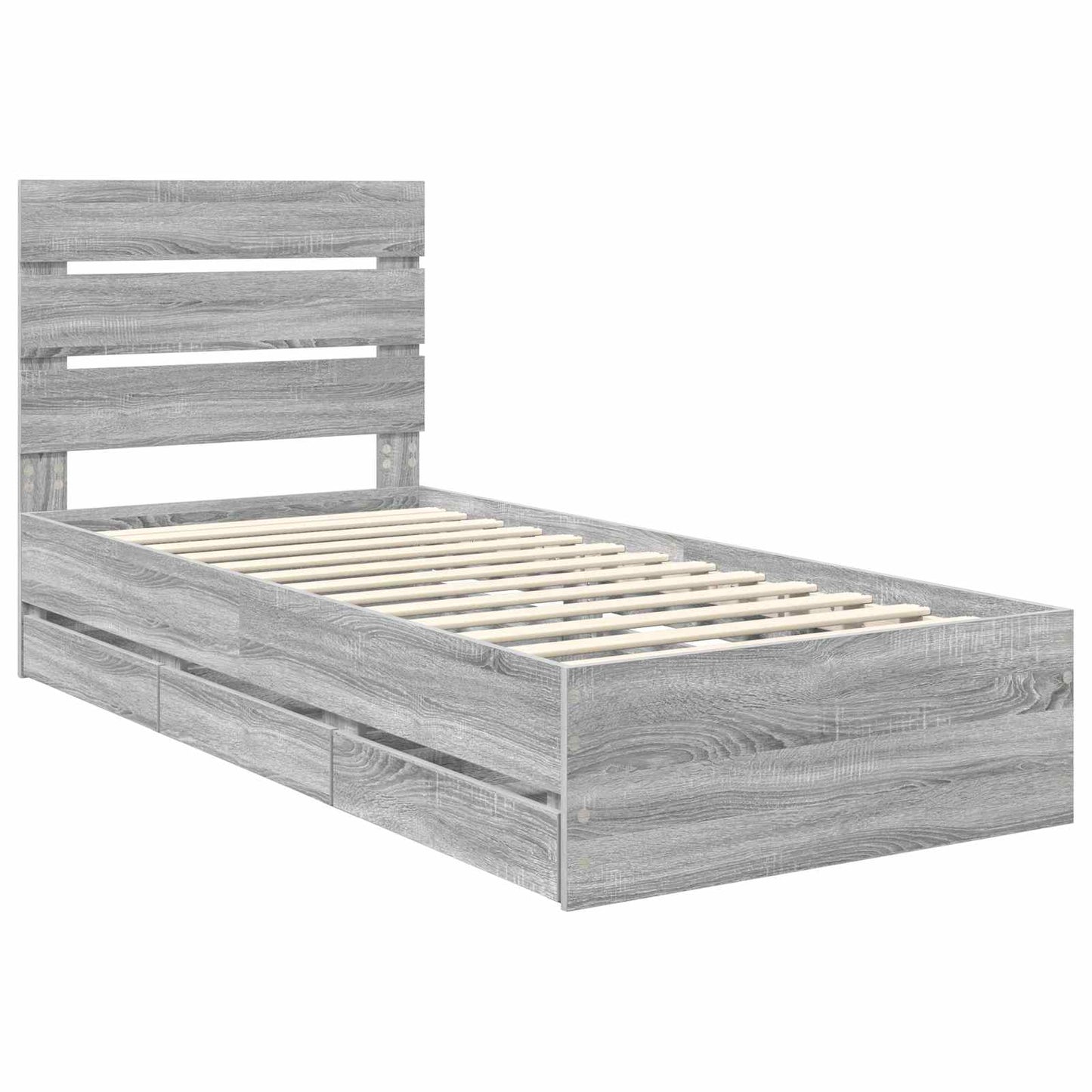 vidaXL Σκελετός Κρεβατιού Γκρίζο Σονομα 75 x 190 cm Μηχανήματος Ξύλο