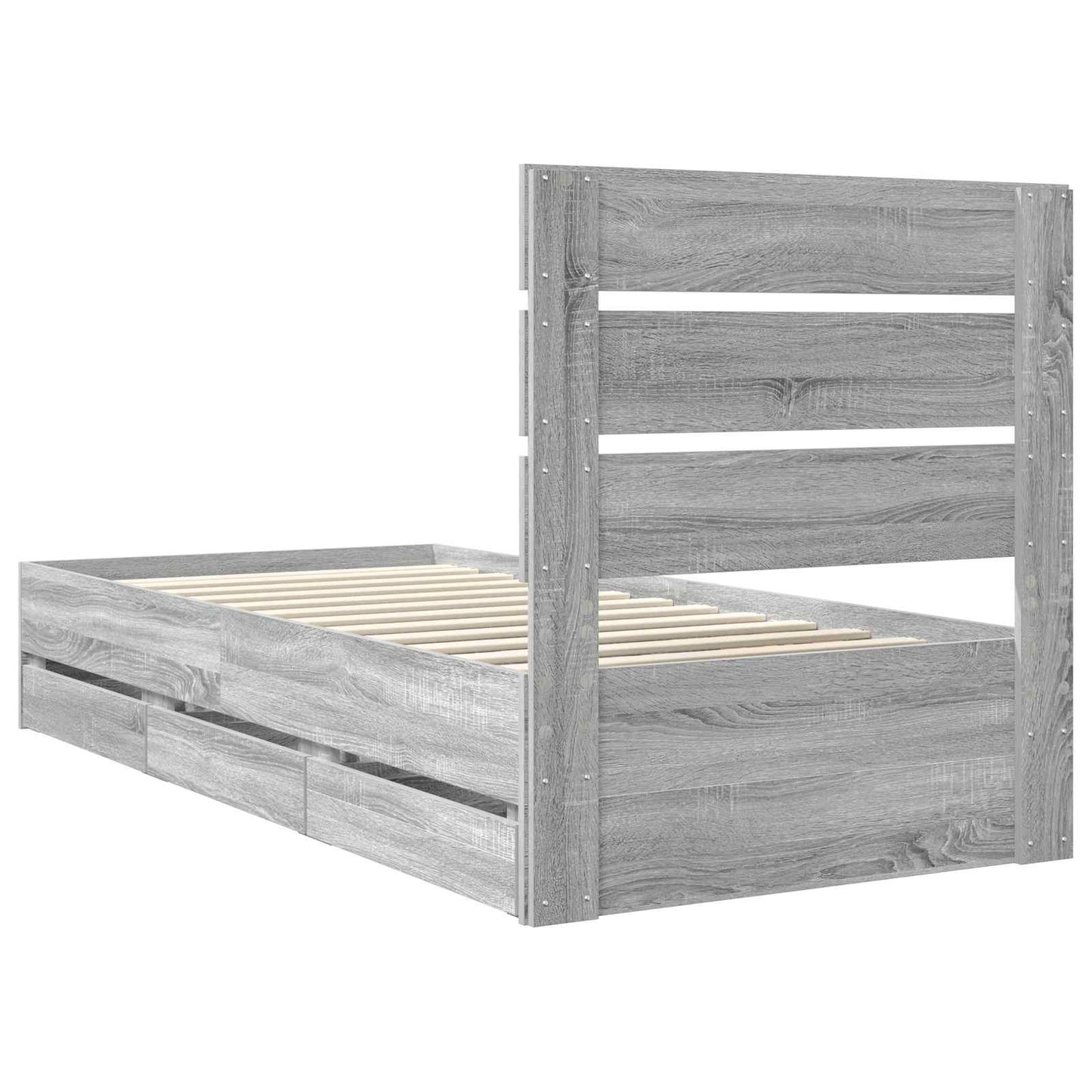 vidaXL Σκελετός Κρεβατιού Γκρίζο Σονομα 75 x 190 cm Μηχανήματος Ξύλο