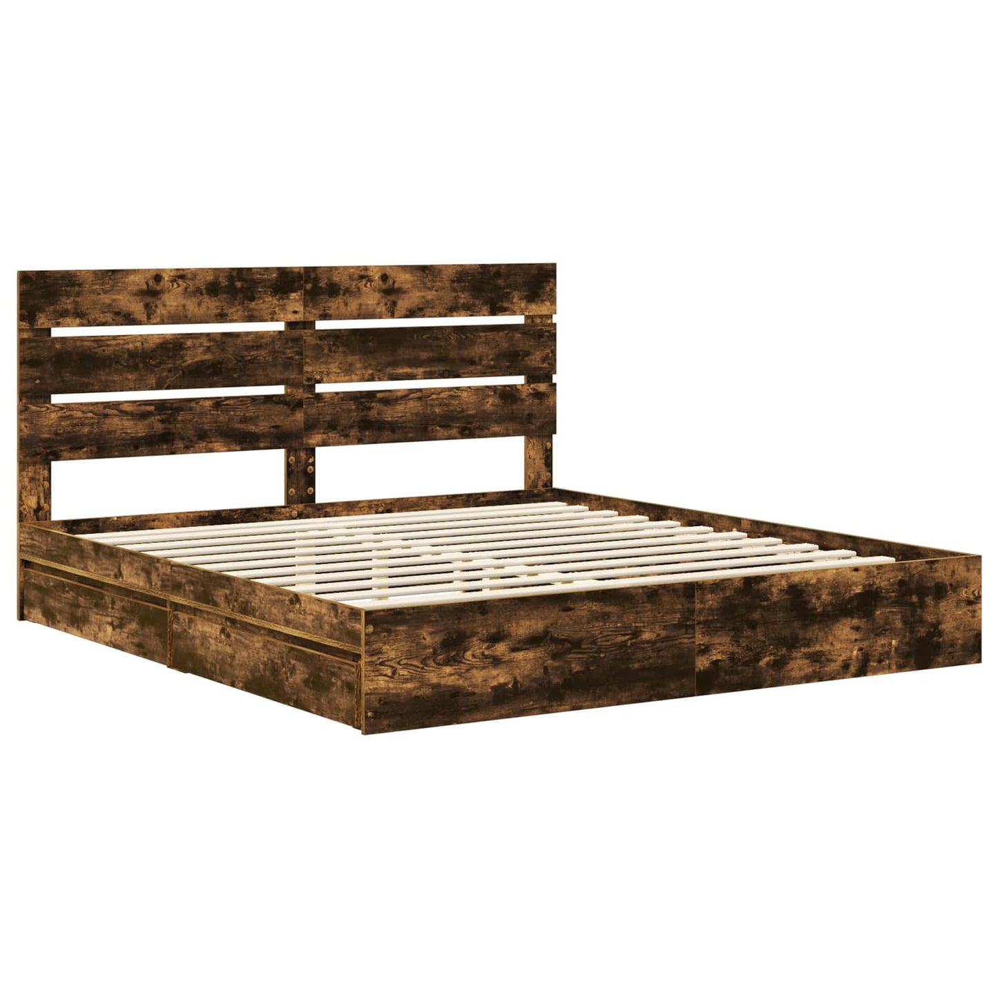 vidaXL Κρεβάτι Αποθήκης Καπνιστό Δρύς 180 x 200 cm Επεξεργασμένο ξύλο