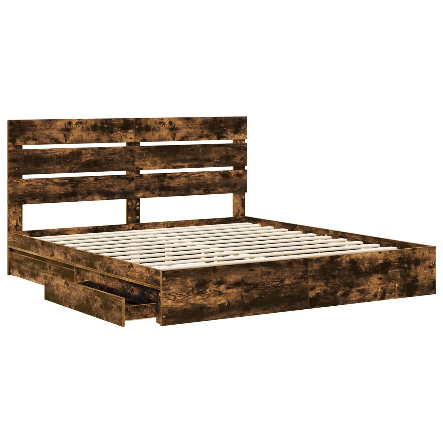 vidaXL Κρεβάτι Αποθήκης Καπνιστό Δρύς 180 x 200 cm Επεξεργασμένο ξύλο