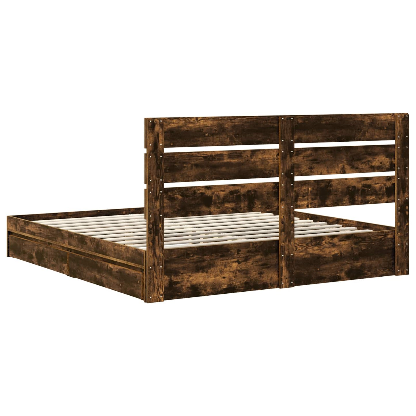 vidaXL Κρεβάτι Αποθήκης Καπνιστό Δρύς 180 x 200 cm Επεξεργασμένο ξύλο
