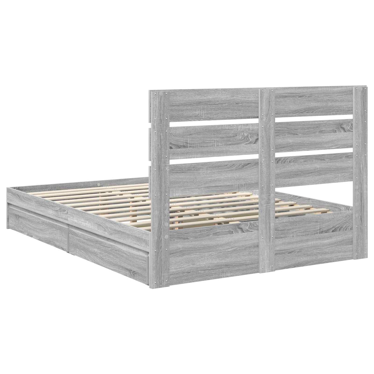 vidaXL Κρεβάτι Αποθήκης Γκρίζο Σονομα 150 x 200 cm Επεξεργασμένο ξύλο
