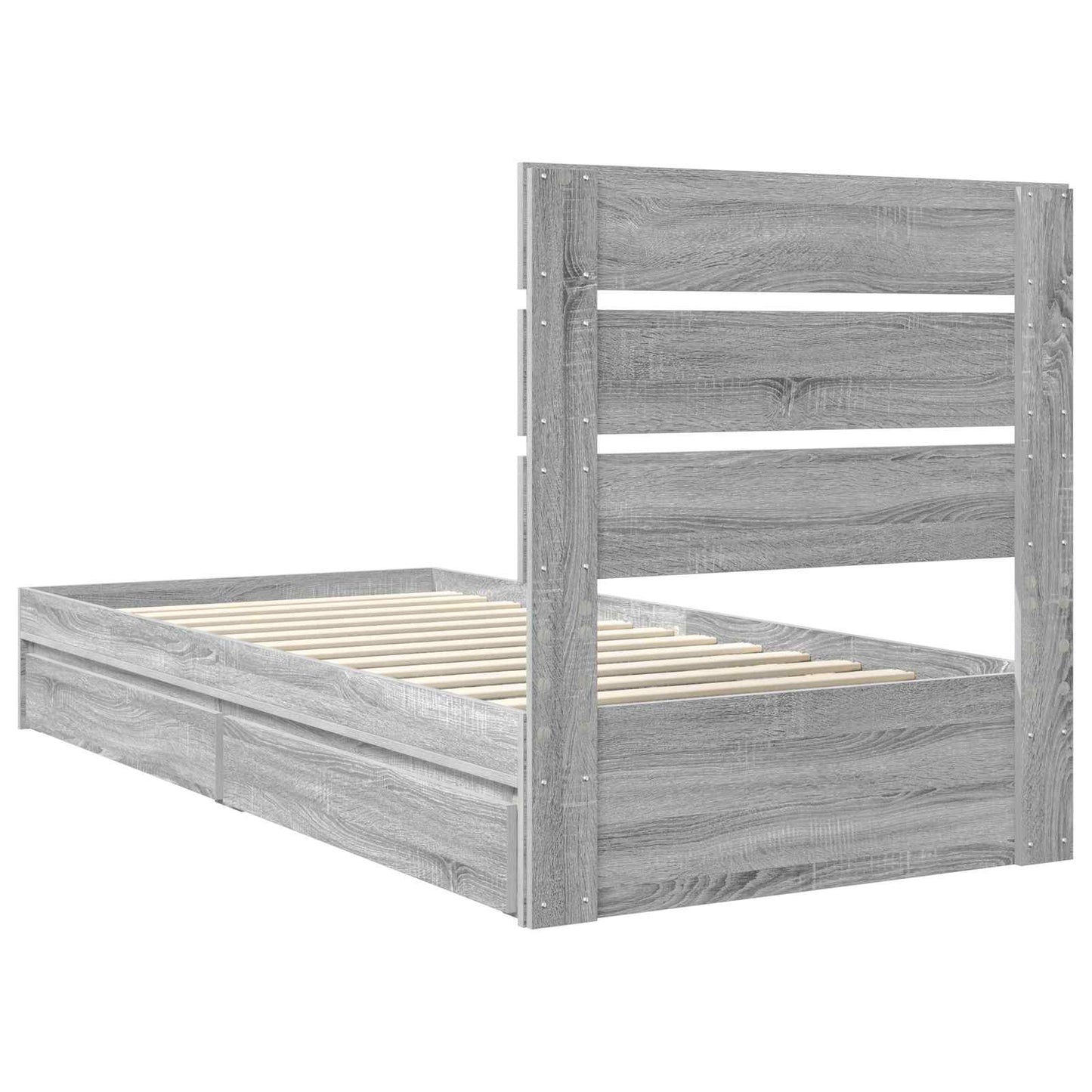 vidaXL Κρεβάτι Αποθήκης Γκρίζο Σονομα 90 x 200 cm Επεξεργασμένο ξύλο