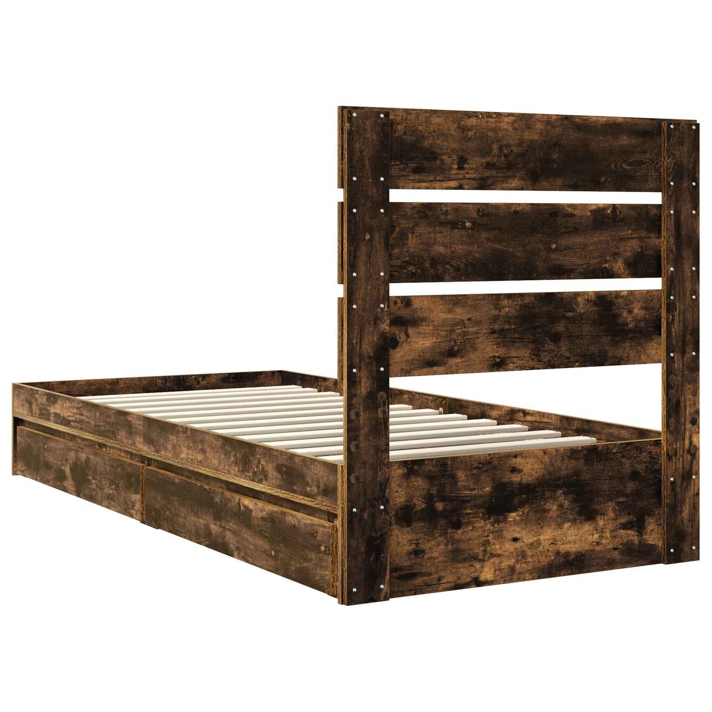 vidaXL Κρεβάτι Αποθήκης Καπνιστό Δρύς 90 x 190 cm Επεξεργασμένο ξύλο