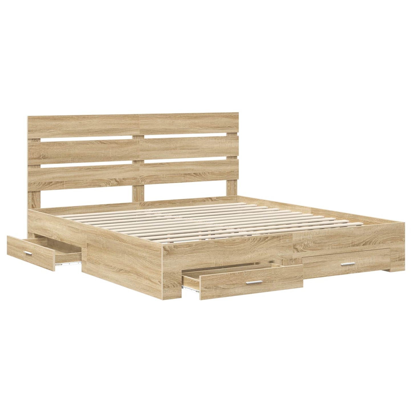 vidaXL Σκελετός Κρεβατιού Δρύς Sonoma 200 x 200 cm Επεξεργασμένο ξύλο