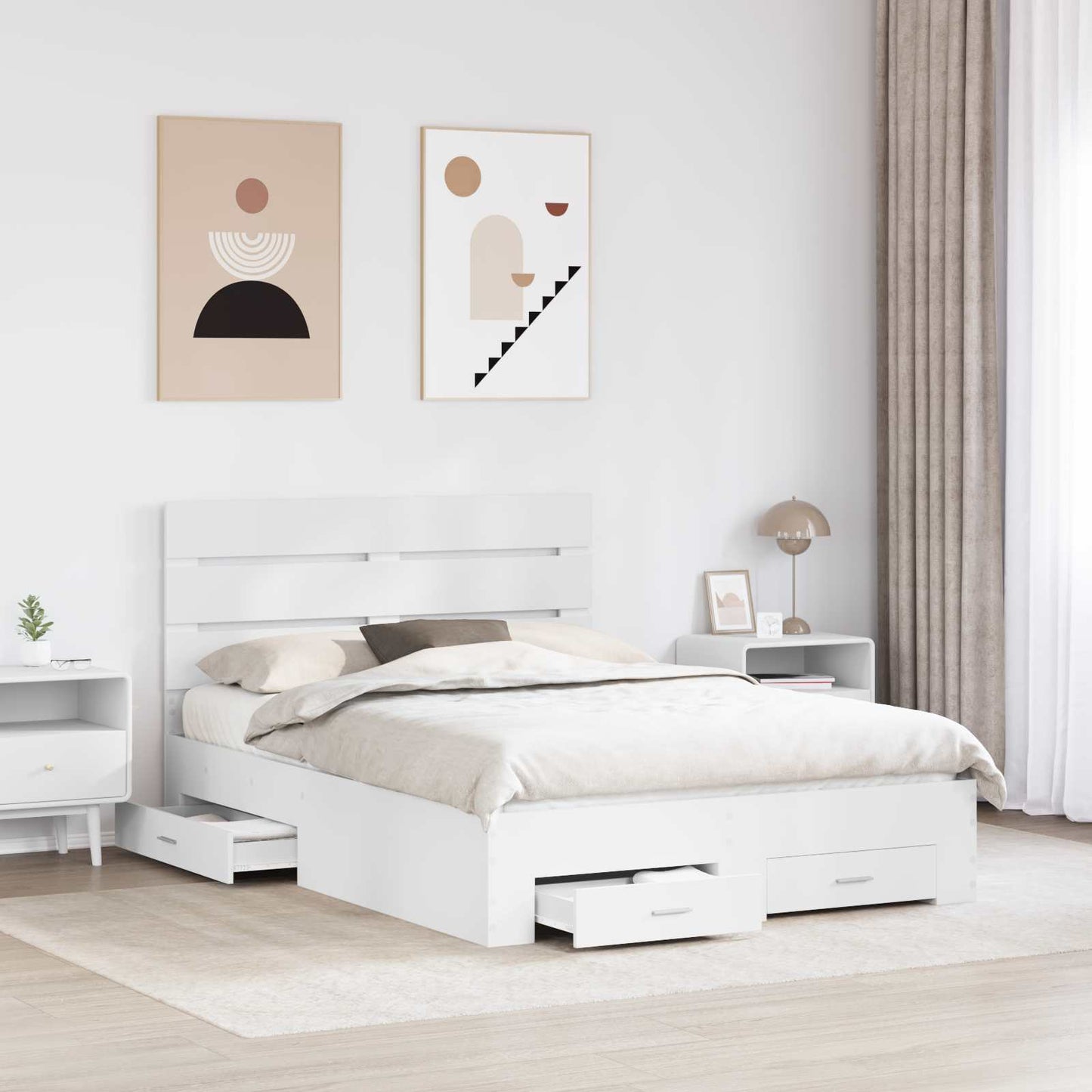 vidaXL Σκελετός Κρεβατιού Λευκό 140 x 190 cm Επεξεργασμένο ξύλο