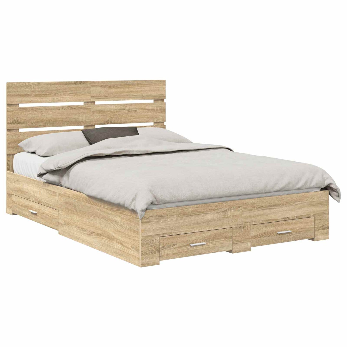 vidaXL Σκελετός Κρεβατιού Δρύς Sonoma 140 x 190 cm Επεξεργασμένο ξύλο