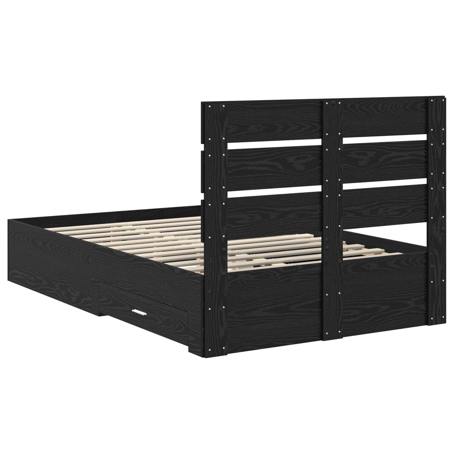 vidaXL Σκελετός Κρεβατιού Μαύρη Οξυά 135 x 190 cm Επεξεργασμένο ξύλο