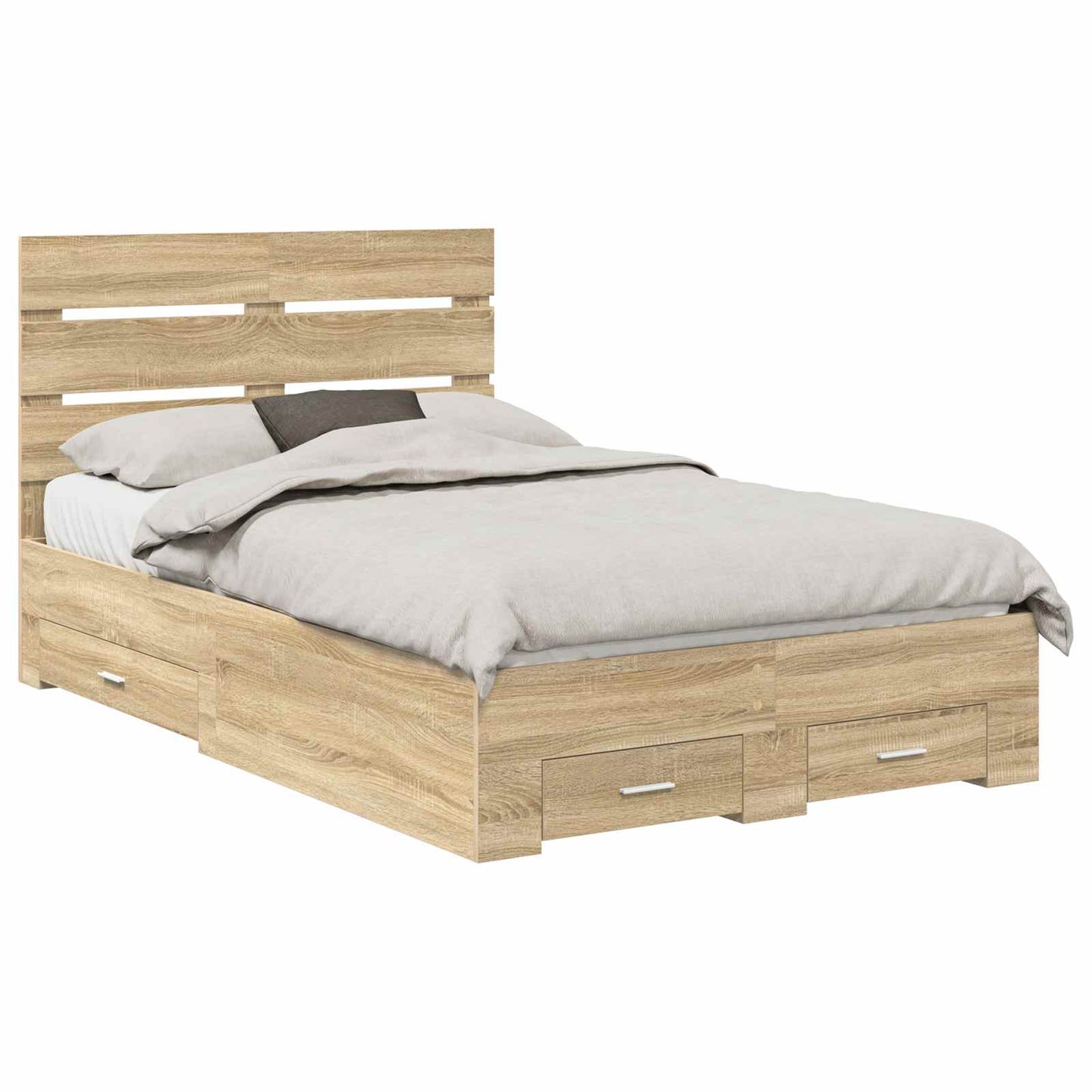 vidaXL Σκελετός Κρεβατιού Δρύς Sonoma 135 x 190 cm Επεξεργασμένο ξύλο