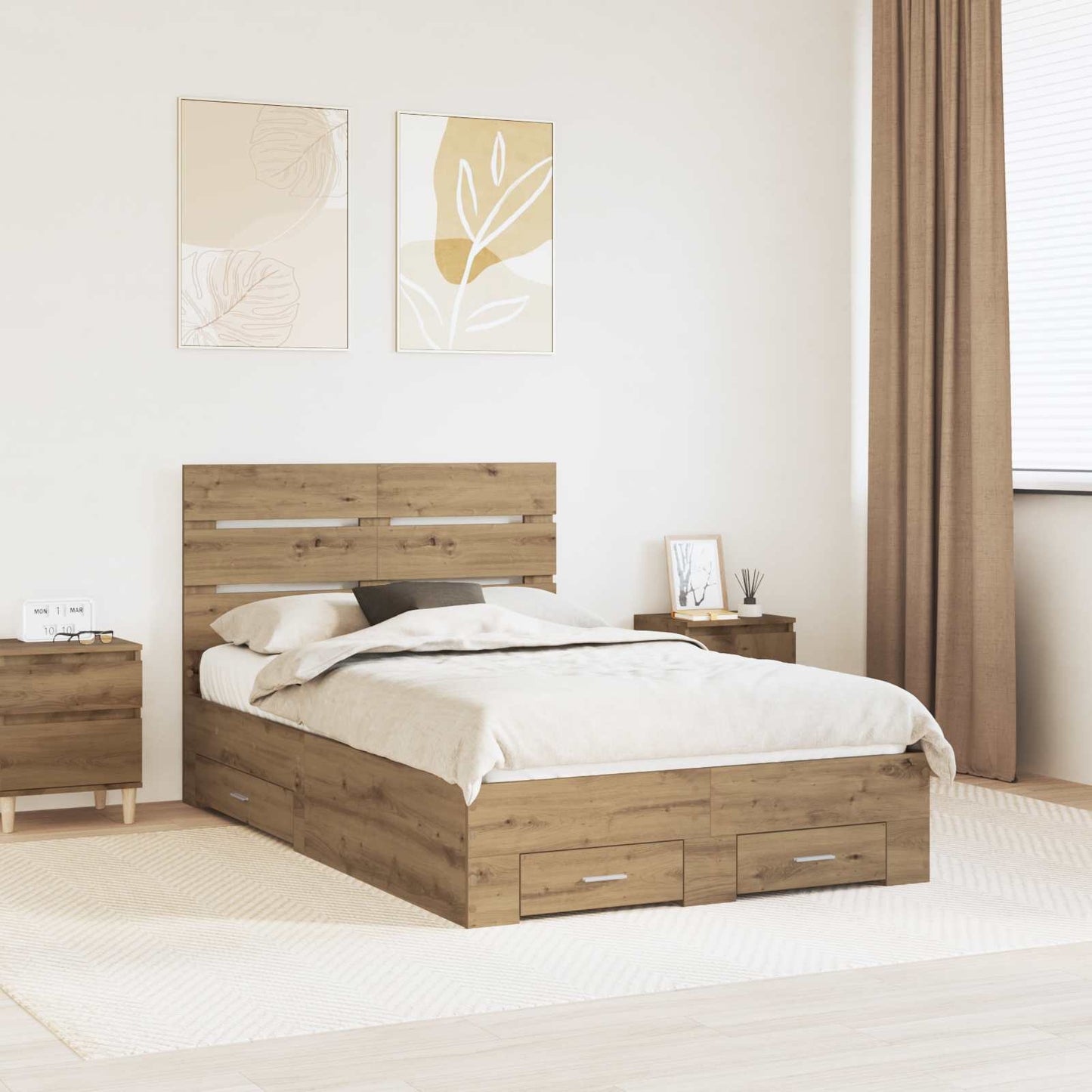 vidaXL Σκελετός Κρεβατιού Artisan Oak 120 x 190 cm Επεξεργασμένο ξύλο