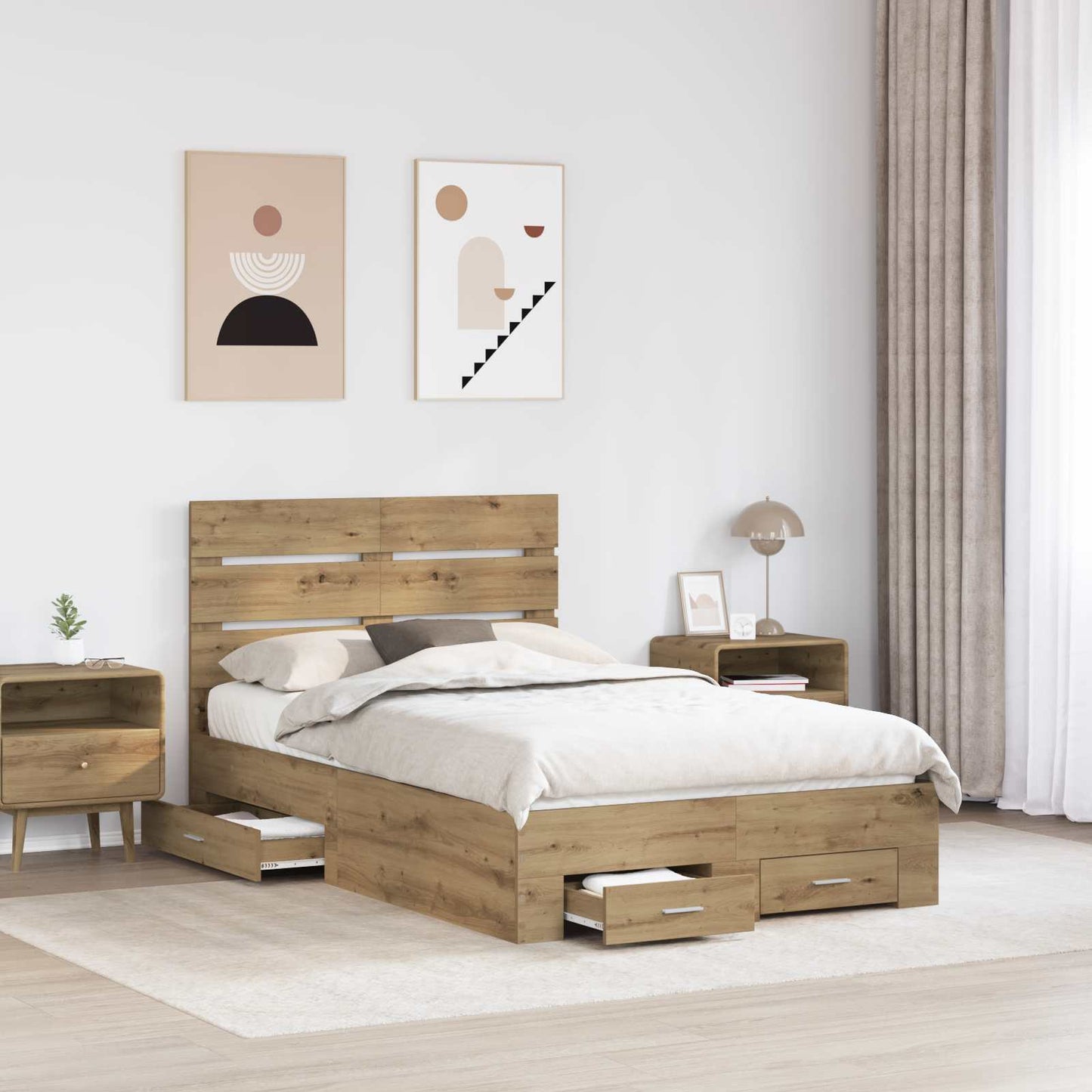 vidaXL Σκελετός Κρεβατιού Artisan Oak 120 x 190 cm Επεξεργασμένο ξύλο