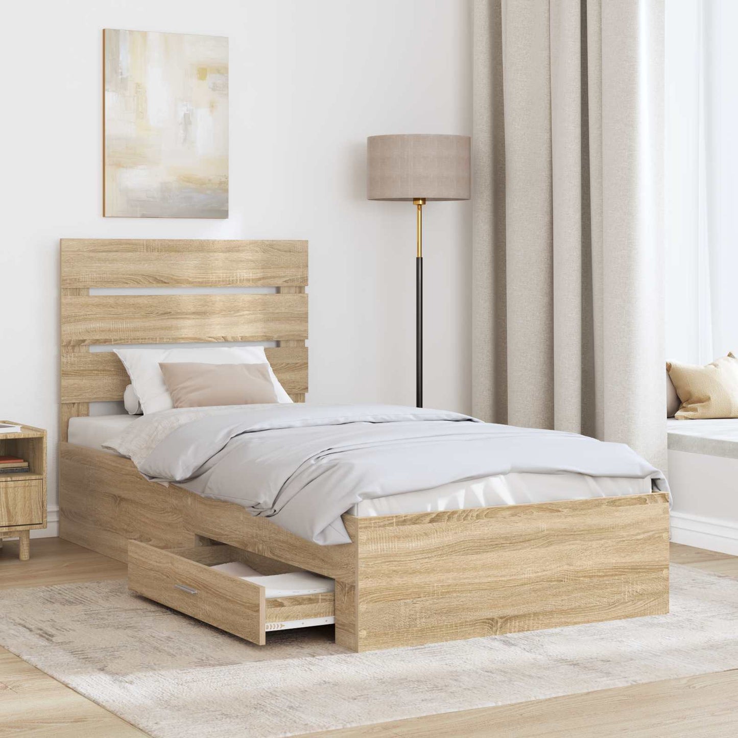 vidaXL Σκελετός Κρεβατιού Δρύς Sonoma 100 x 200 cm Επεξεργασμένο ξύλο