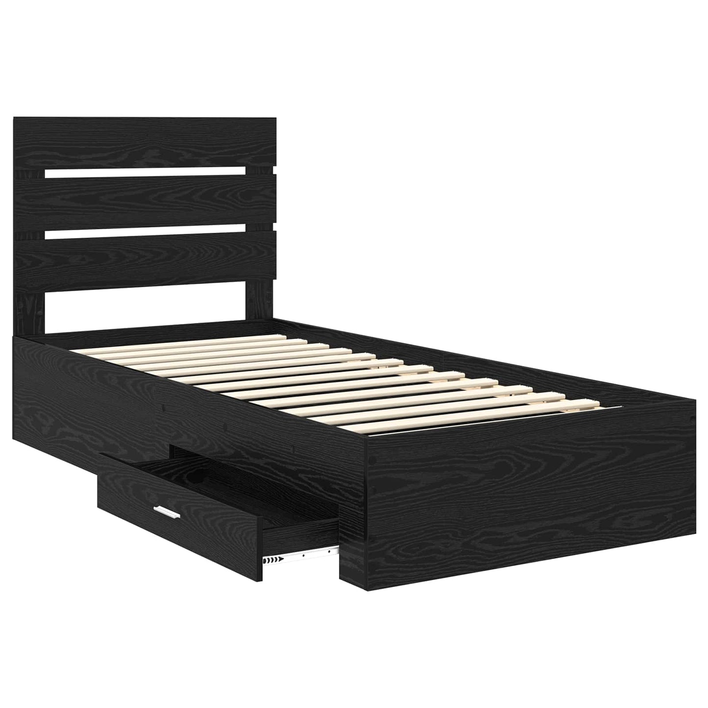 vidaXL Σκελετός Κρεβατιού Μαύρη Οξυά 90 x 190 cm Επεξεργασμένο ξύλο