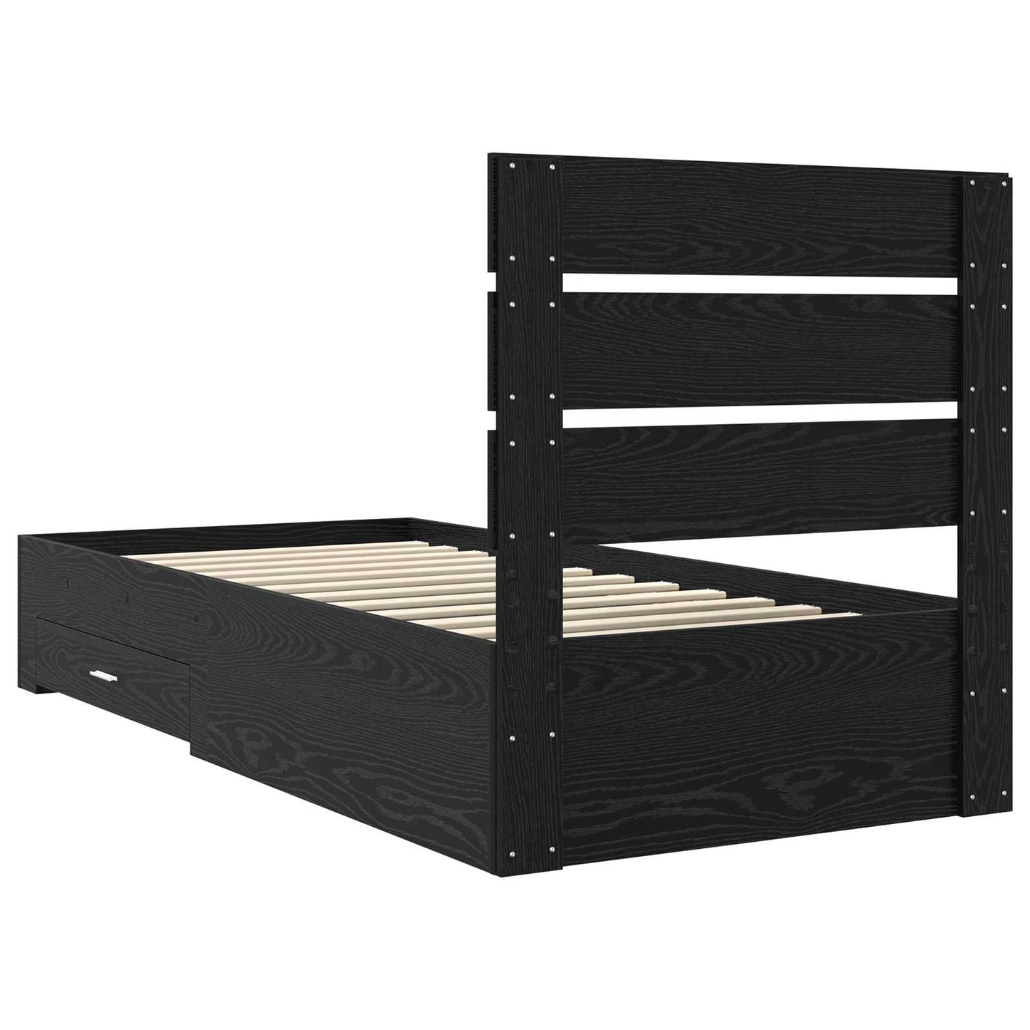 vidaXL Σκελετός Κρεβατιού Μαύρη Οξυά 90 x 190 cm Επεξεργασμένο ξύλο