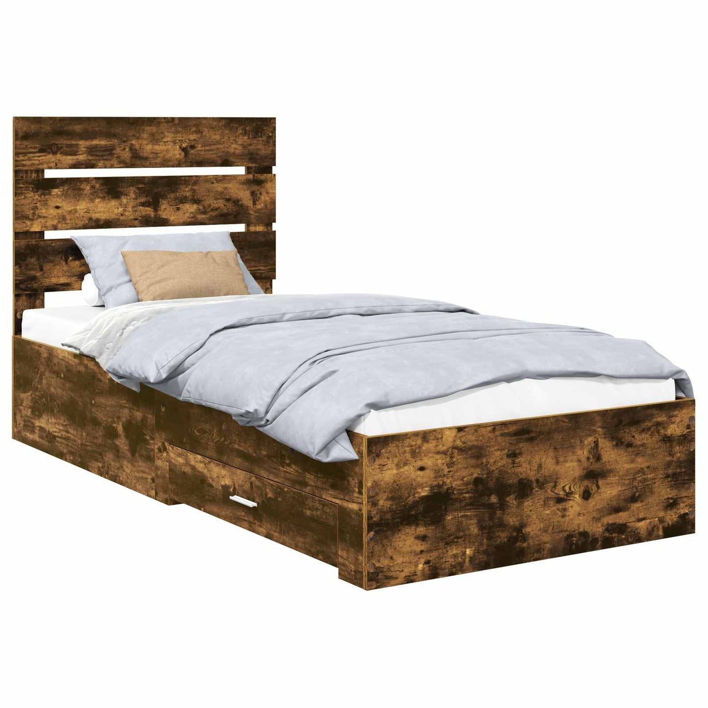 vidaXL Σκελετός Κρεβατιού Καπνιστό Δρύς 90 x 190 cm Επεξεργασμένο ξύλο