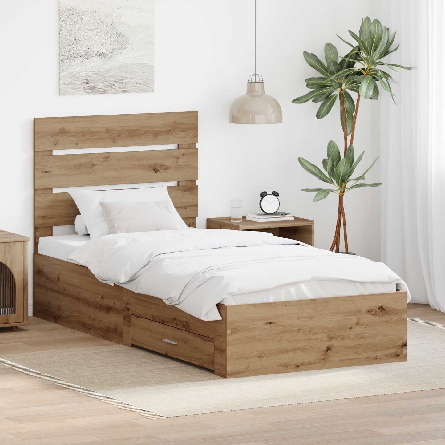 vidaXL Σκελετός Κρεβατιού Artisan Oak 90 x 190 cm Επεξεργασμένο ξύλο