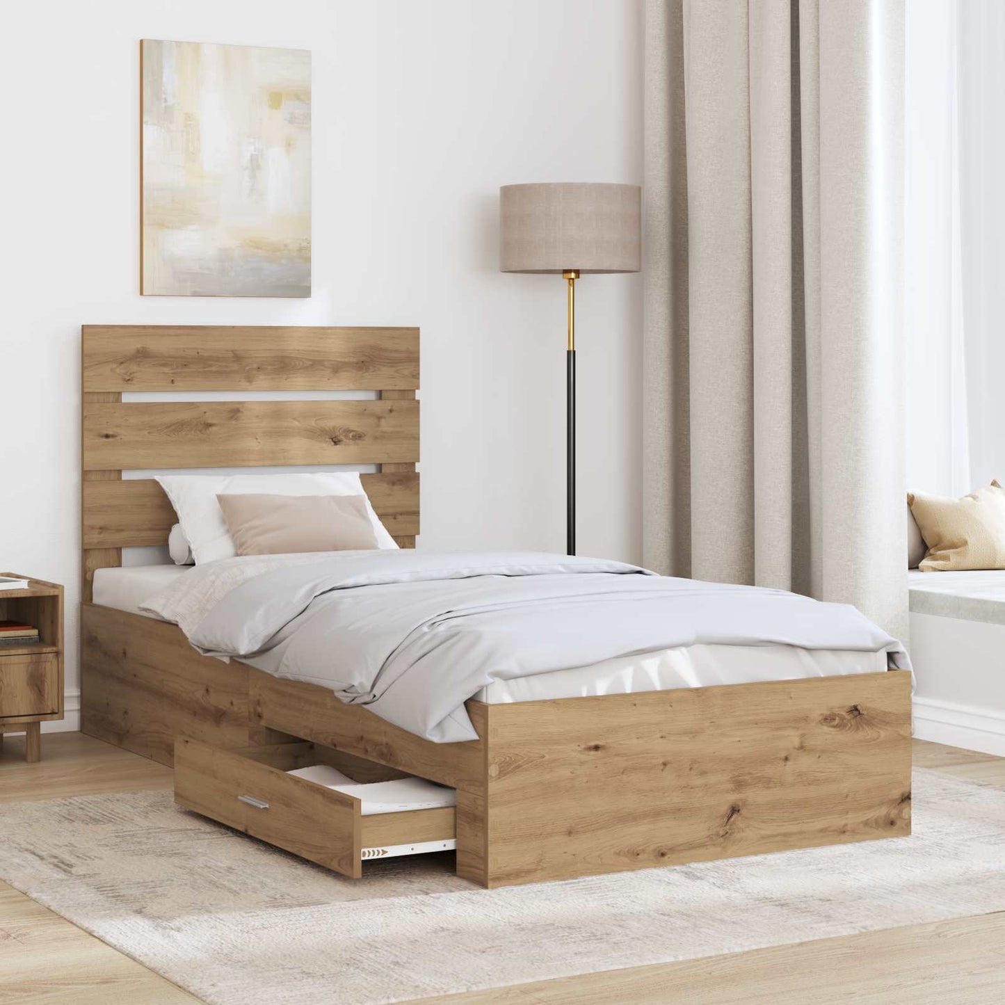 vidaXL Σκελετός Κρεβατιού Artisan Oak 90 x 190 cm Επεξεργασμένο ξύλο