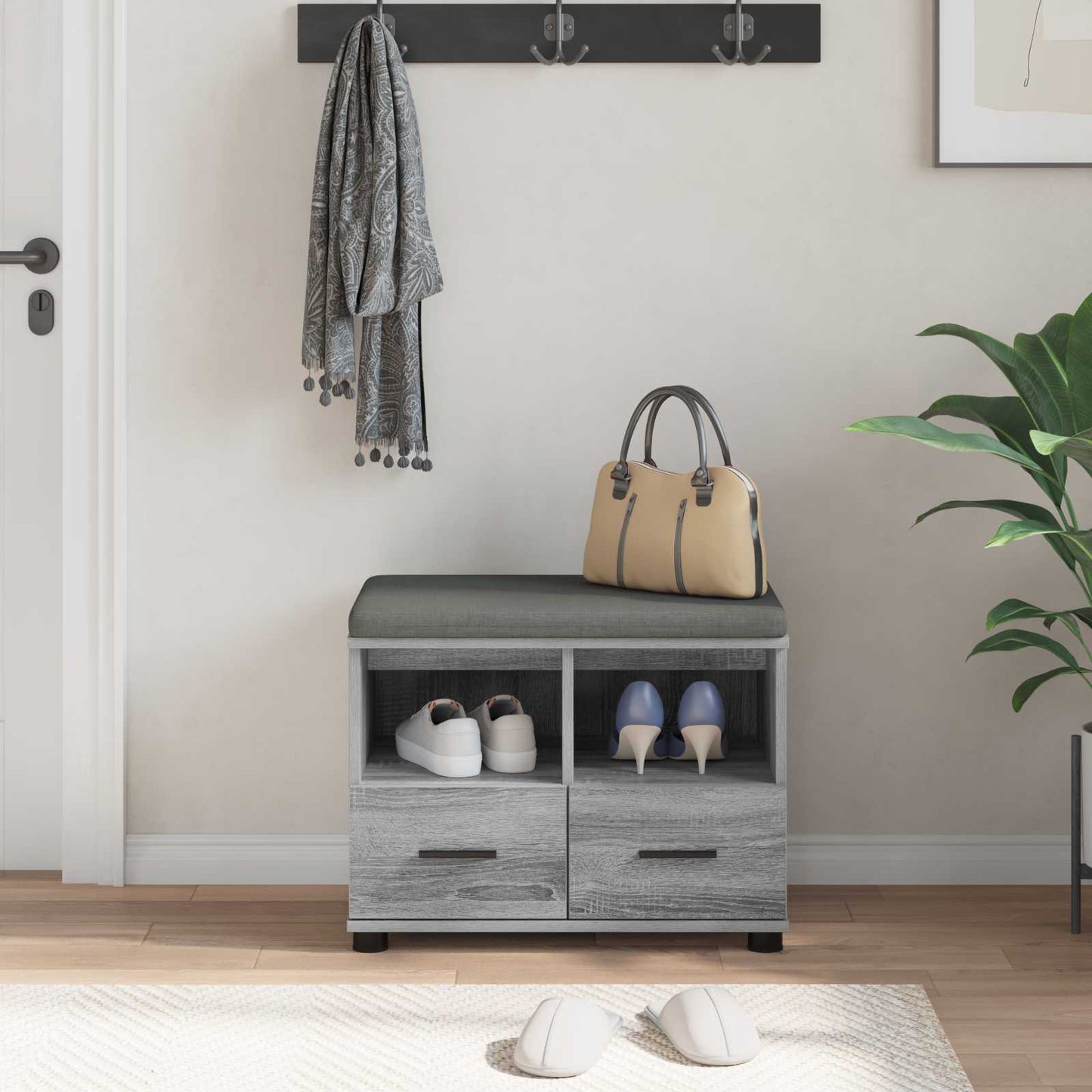 vidaXL Παγκάκι Χαλωρίου με μαξιλάρι Γκρίζο Σονομα 60 x 38 x 46 εκ