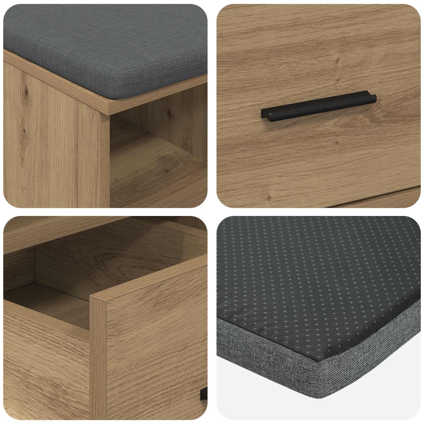 vidaXL Παγκάκι Χαλωρίου με μαξιλάρι Artisan Oak 60 x 38 x 46 εκ