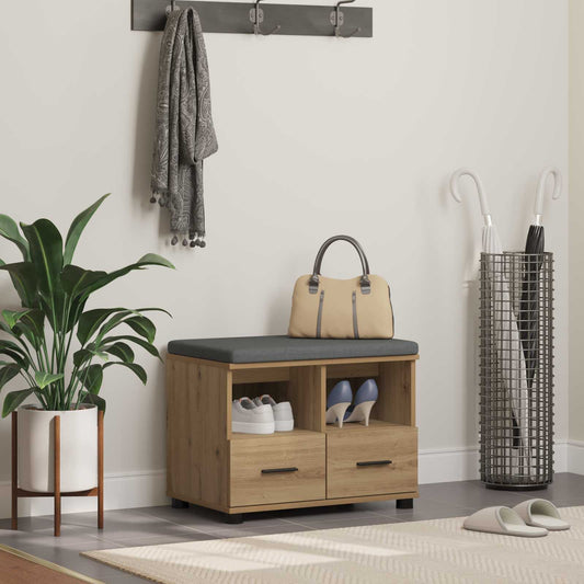 vidaXL Παγκάκι Χαλωρίου με μαξιλάρι Artisan Oak 60 x 38 x 46 εκ