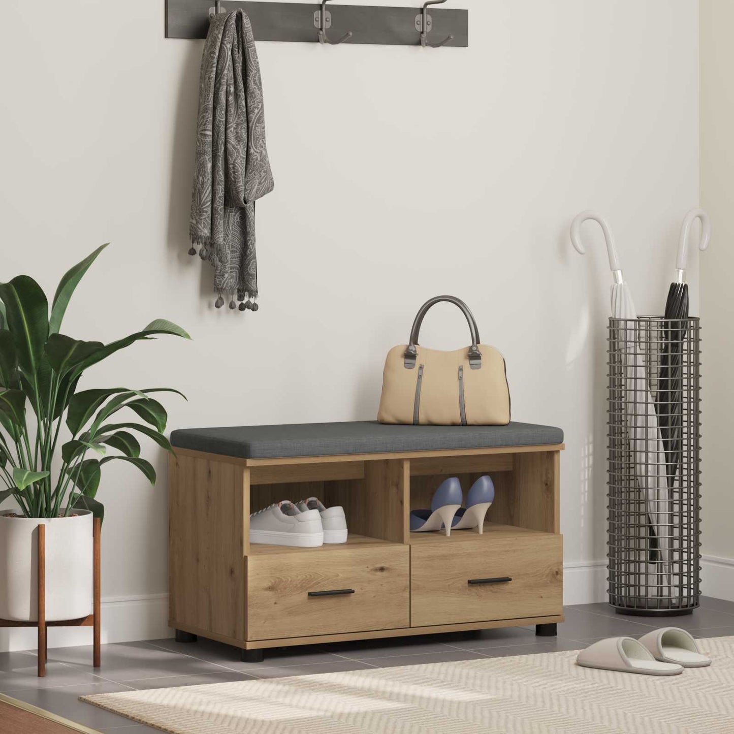 vidaXL Παγκάκι Χαλωρίου με μαξιλάρι Artisan Oak 80 x 38 x 46 εκ