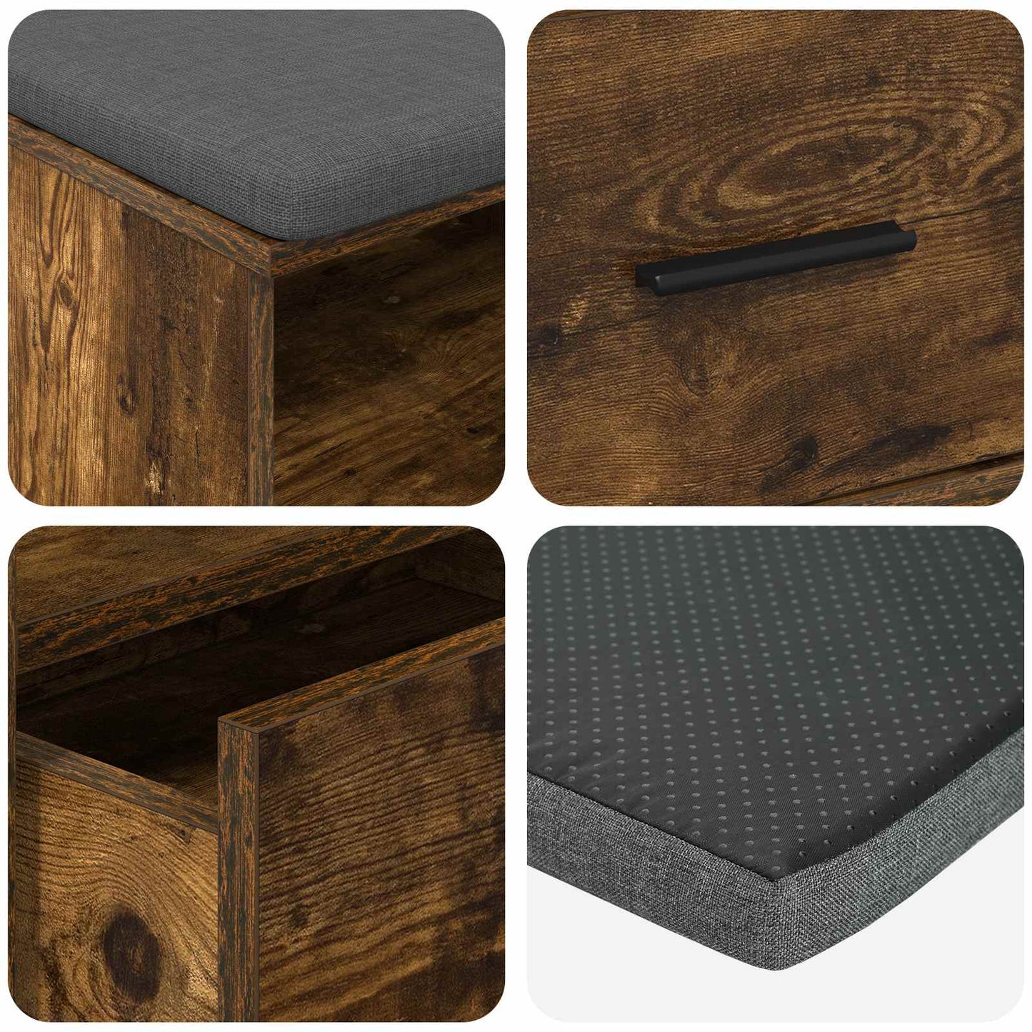 vidaXL Παγκάκι Χαλωρίου με μαξιλάρι Καπνιστό Δρύς 100 x 38 x 46 εκ