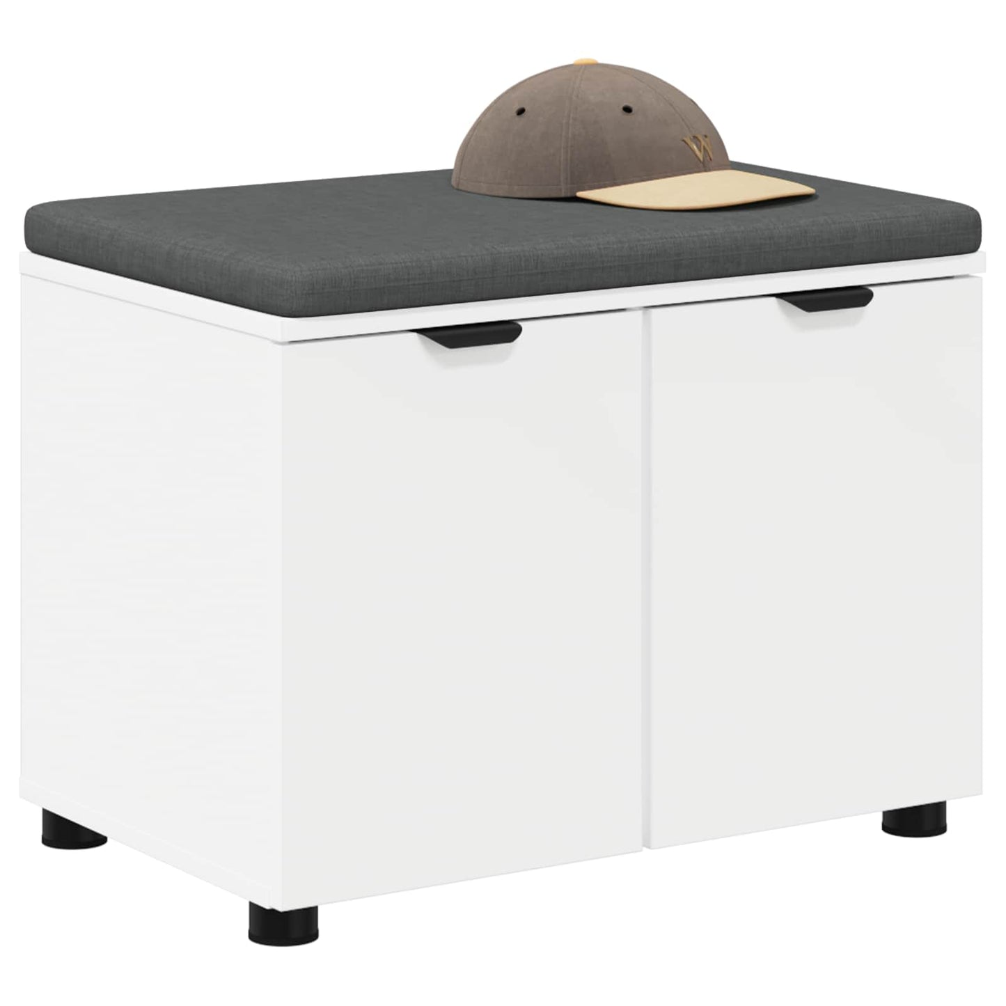 vidaXL Παγκάκι Χαλωρίου με μαξιλάρι με πόρτα Λευκό 60 x 38 x 46 εκ