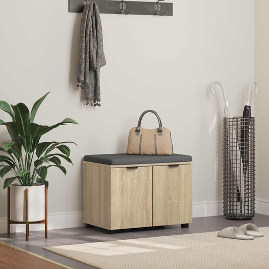 vidaXL Παγκάκι Χαλωρίου με μαξιλάρι Δρύς Sonoma 60 x 38 x 46 εκ