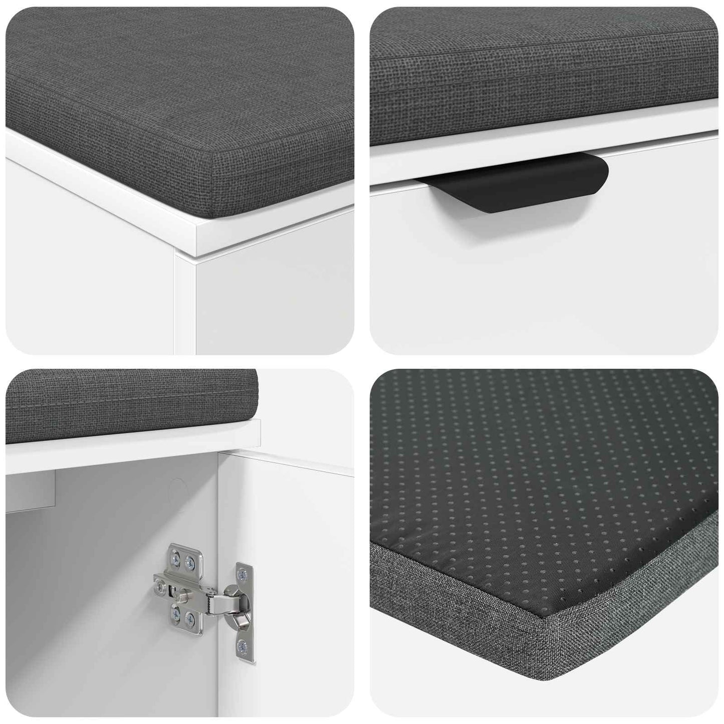 vidaXL Παγκάκι Χαλωρίου με μαξιλάρι με πόρτα Λευκό 80 x 46 x 46 εκ