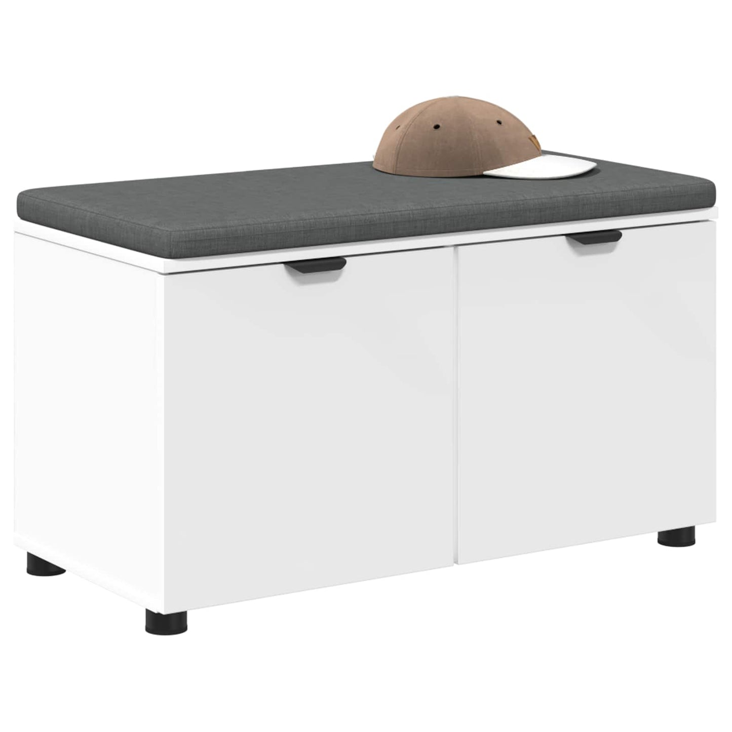 vidaXL Παγκάκι Χαλωρίου με μαξιλάρι με πόρτα Λευκό 80 x 46 x 46 εκ