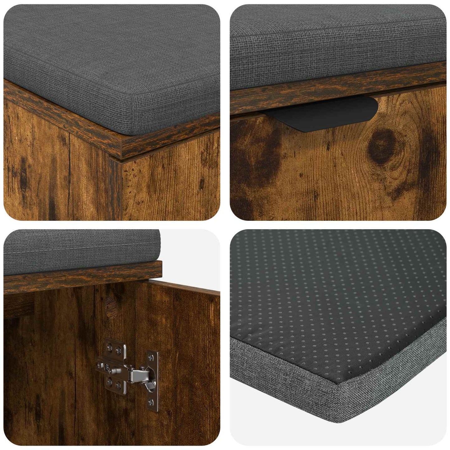 vidaXL Παγκάκι Χαλωρίου με μαξιλάρι Καπνιστό Δρύς 100 x 38 x 46 εκ