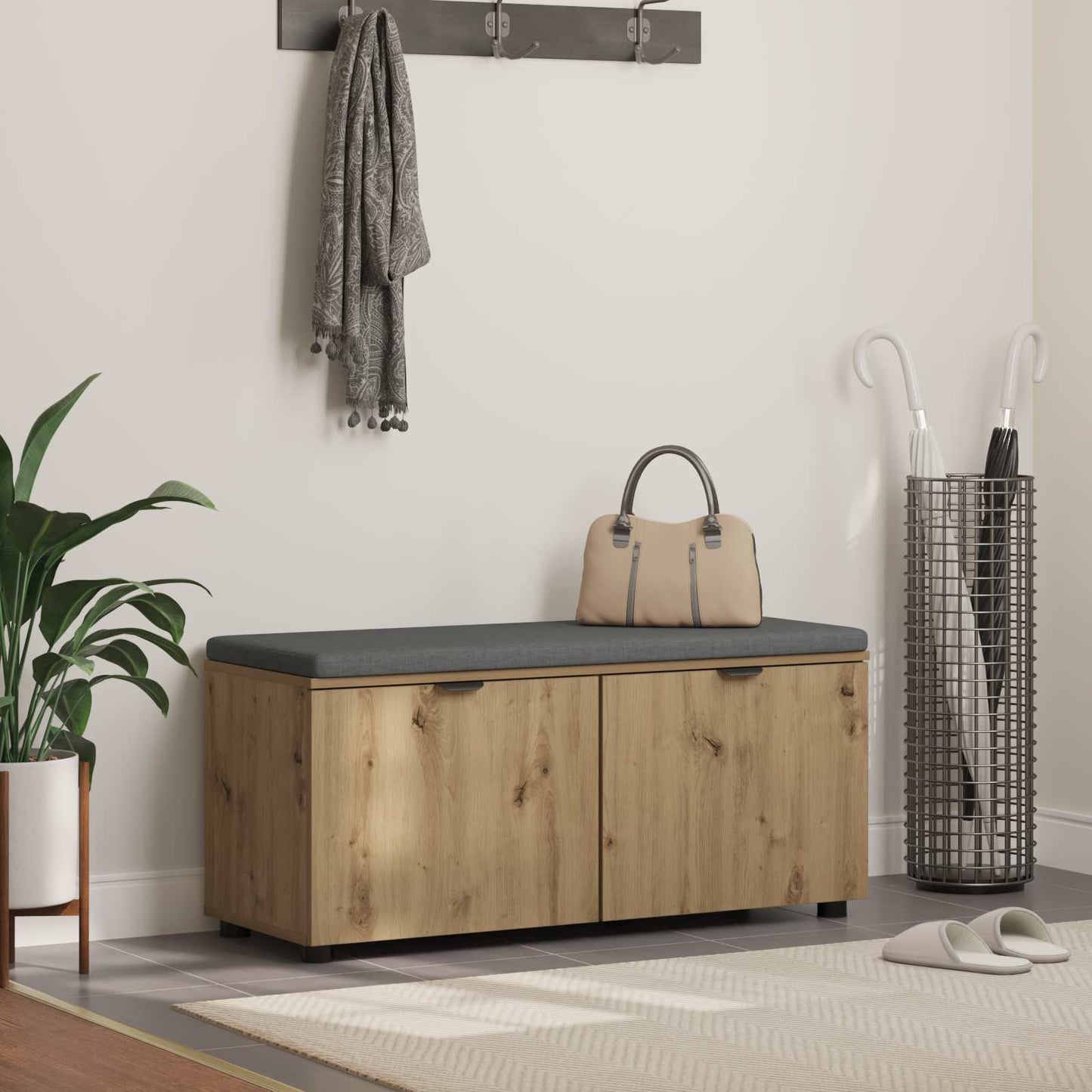 vidaXL Παγκάκι Χαλωρίου με μαξιλάρι Artisan Oak 100 x 38 x 46 εκ