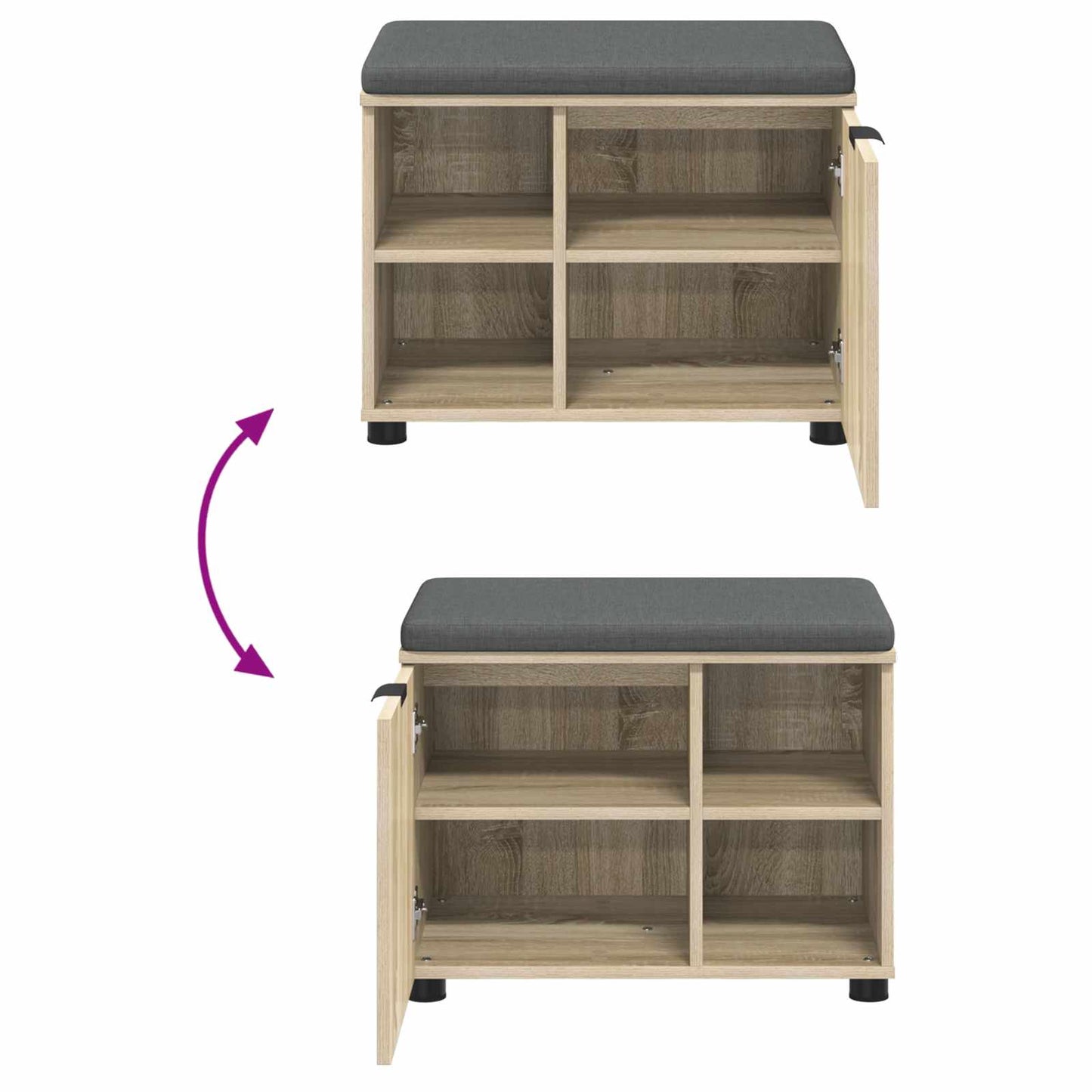 vidaXL Παγκάκι Χαλωρίου με μαξιλάρι Δρύς Sonoma 60 x 38 x 46 εκ