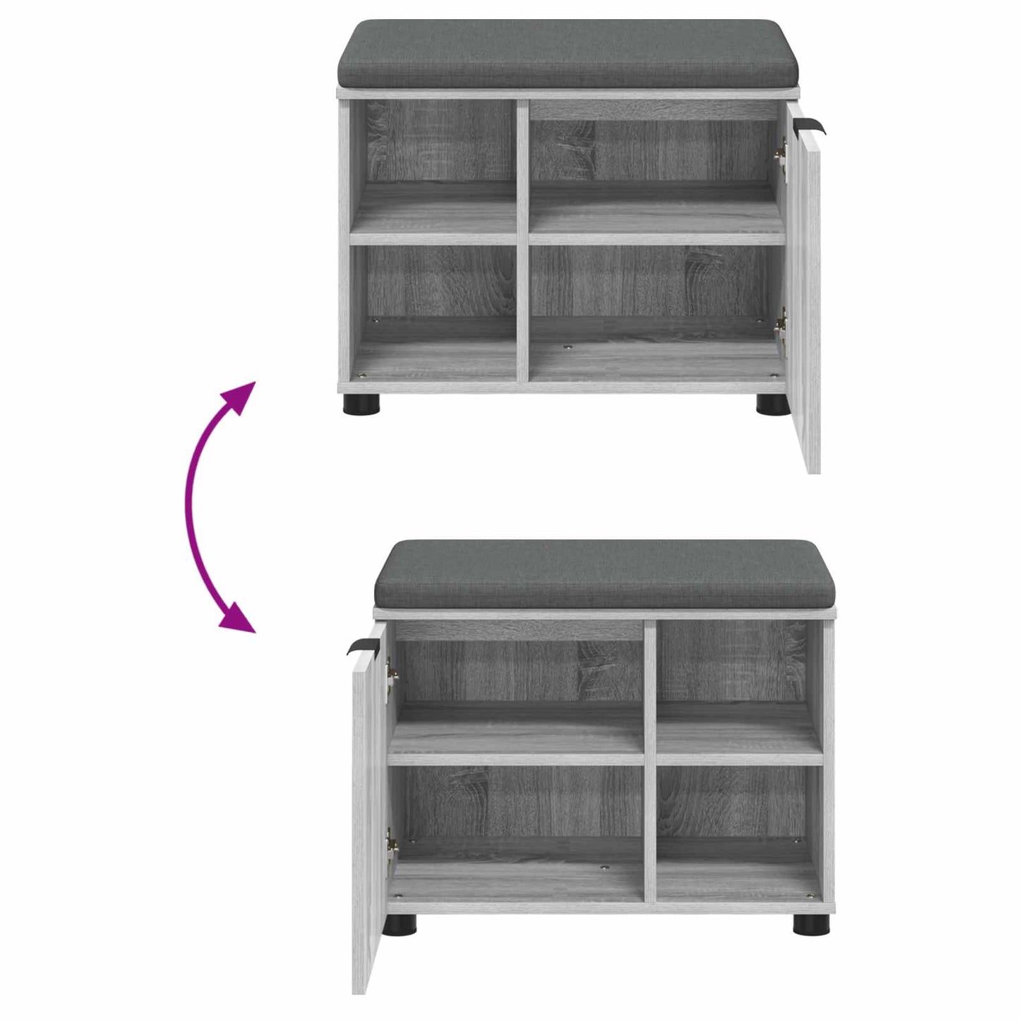 vidaXL Παγκάκι Χαλωρίου με μαξιλάρι Γκρίζο Σονομα 60 x 38 x 46 εκ