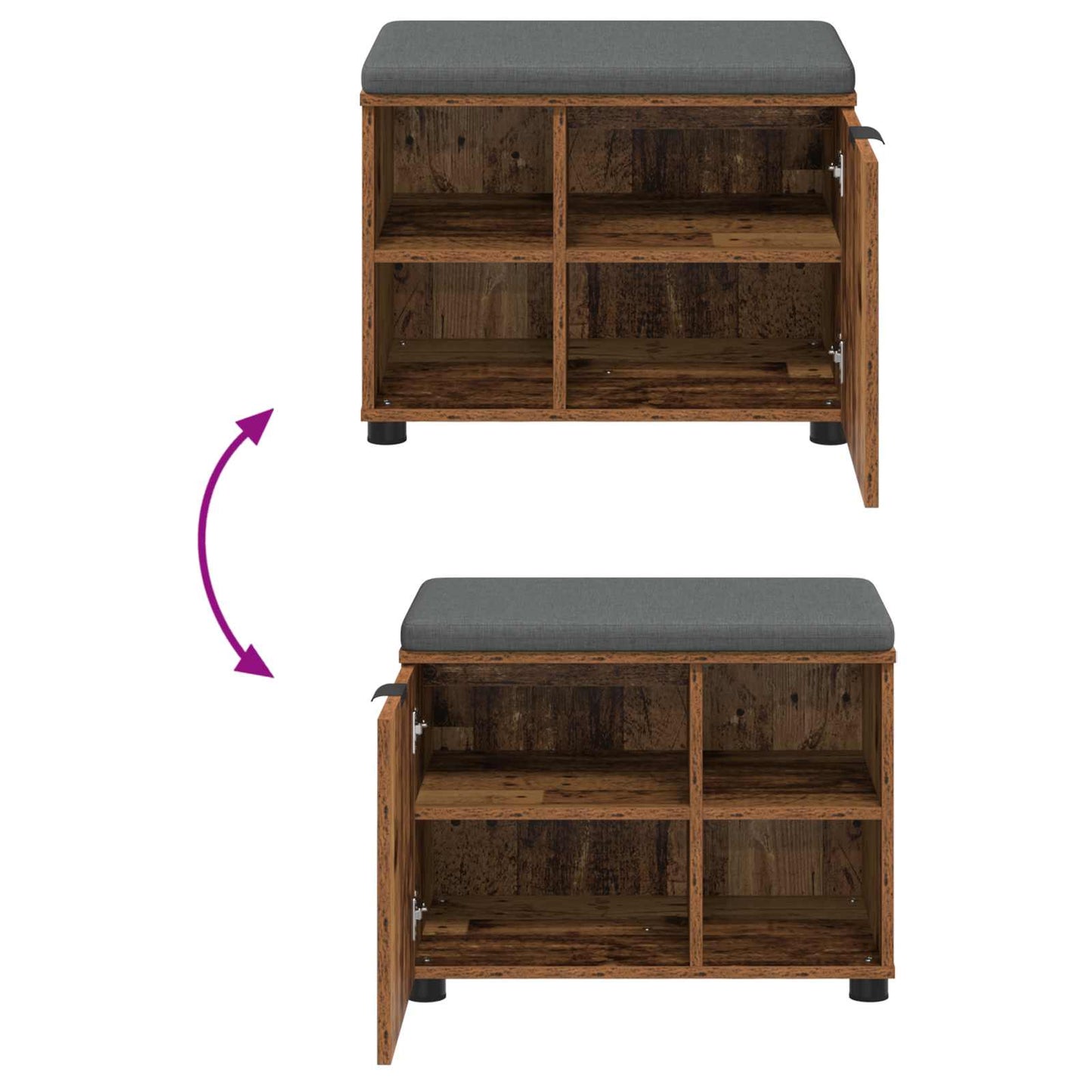 vidaXL Παγκάκι Χαλωρίου με μαξιλάρι Παλιό ξύλο 60 x 38 x 46 εκ