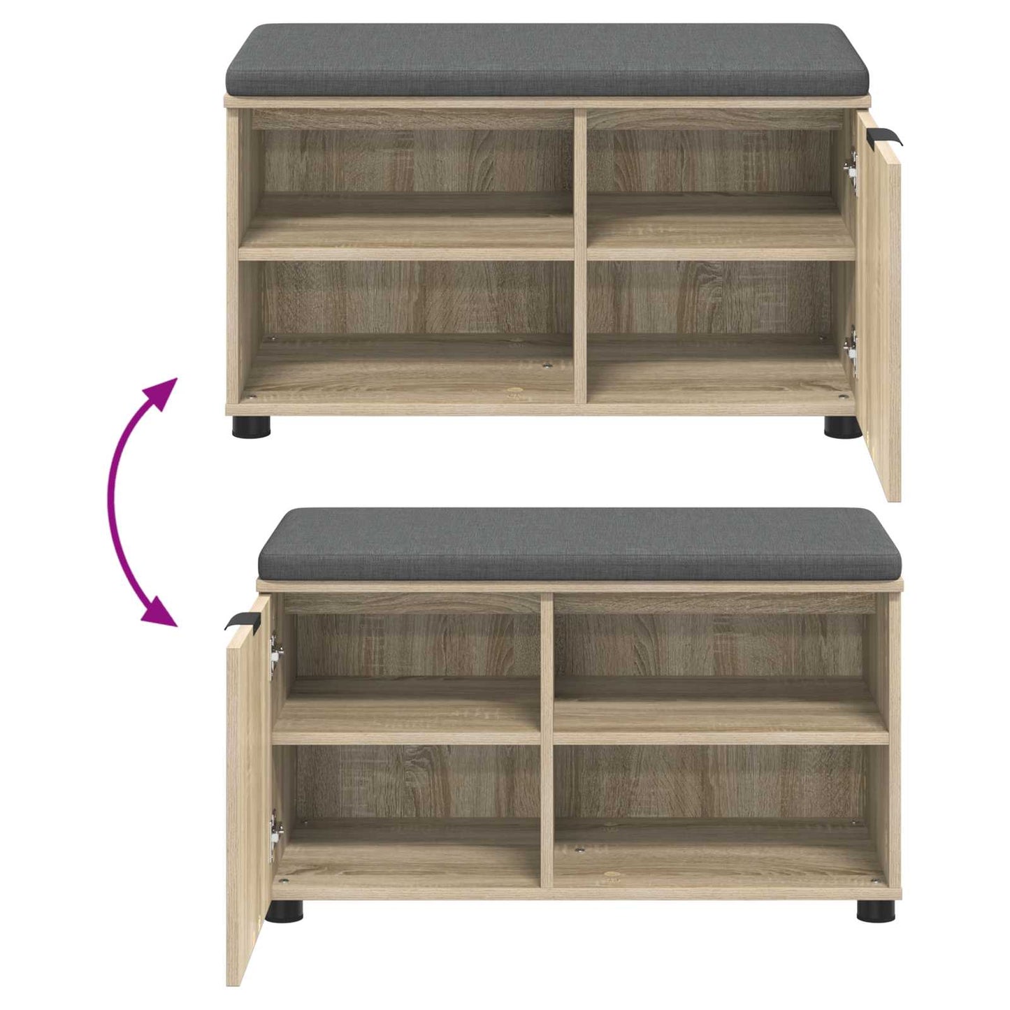 vidaXL Παγκάκι Χαλωρίου με μαξιλάρι Δρύς Sonoma 80 x 38 x 46 εκ