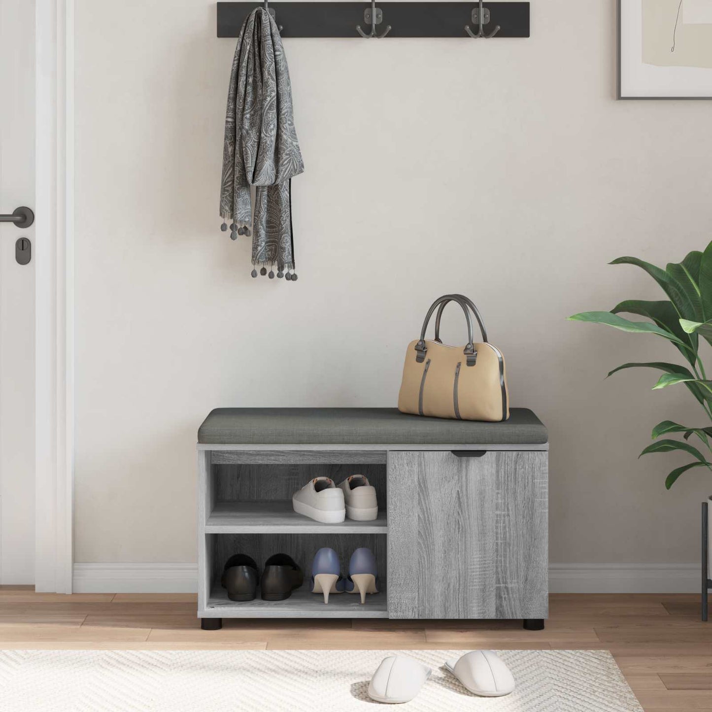 vidaXL Παγκάκι Χαλωρίου με μαξιλάρι Γκρίζο Σονομα 80 x 38 x 46 εκ