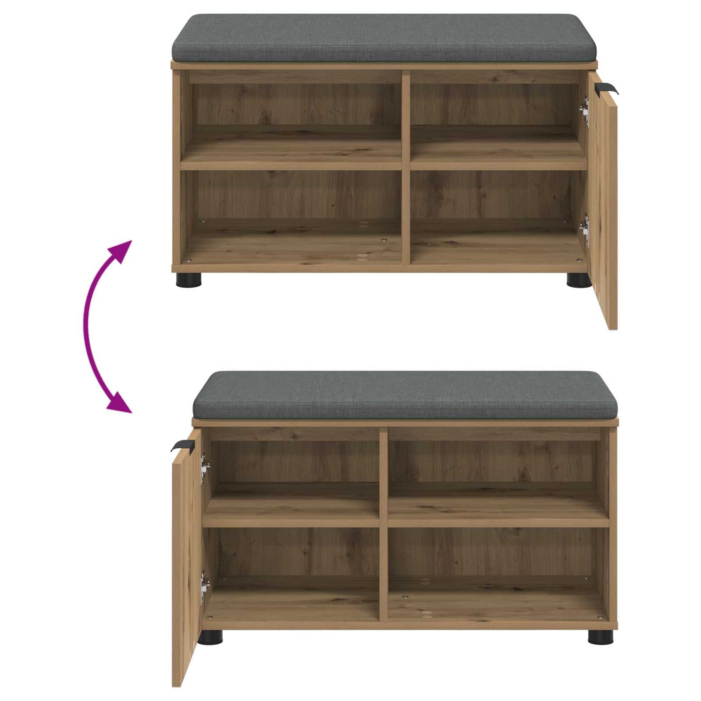 vidaXL Παγκάκι Χαλωρίου με μαξιλάρι Artisan Oak 80 x 38 x 46 εκ