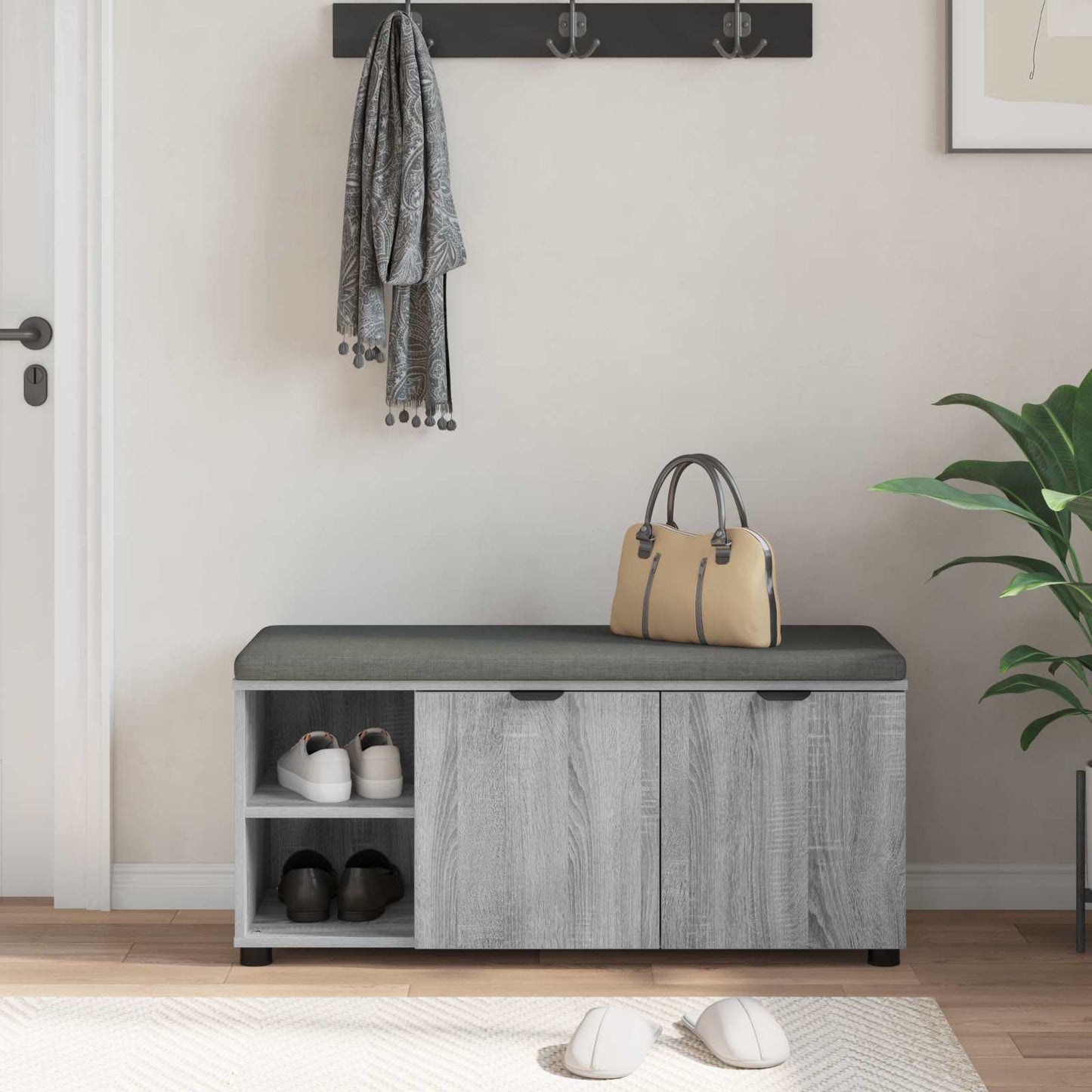 vidaXL Παγκάκι Χαλωρίου με μαξιλάρι Γκρίζο Σονομα 100 x 38 x 46 εκ